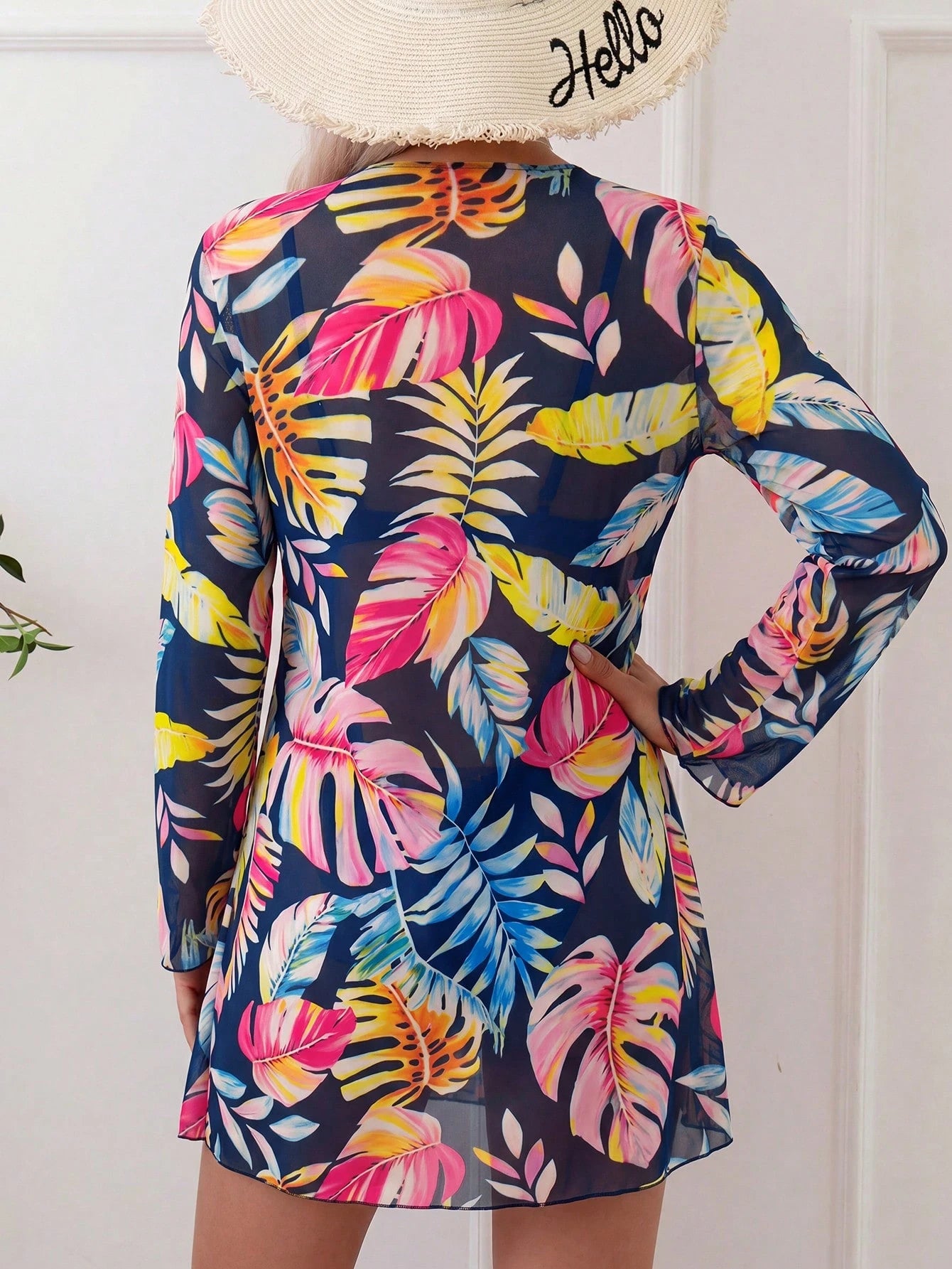 Swim Lushoire Summer Beach Tropical Print Bikini Set 3 Piece Bikini
