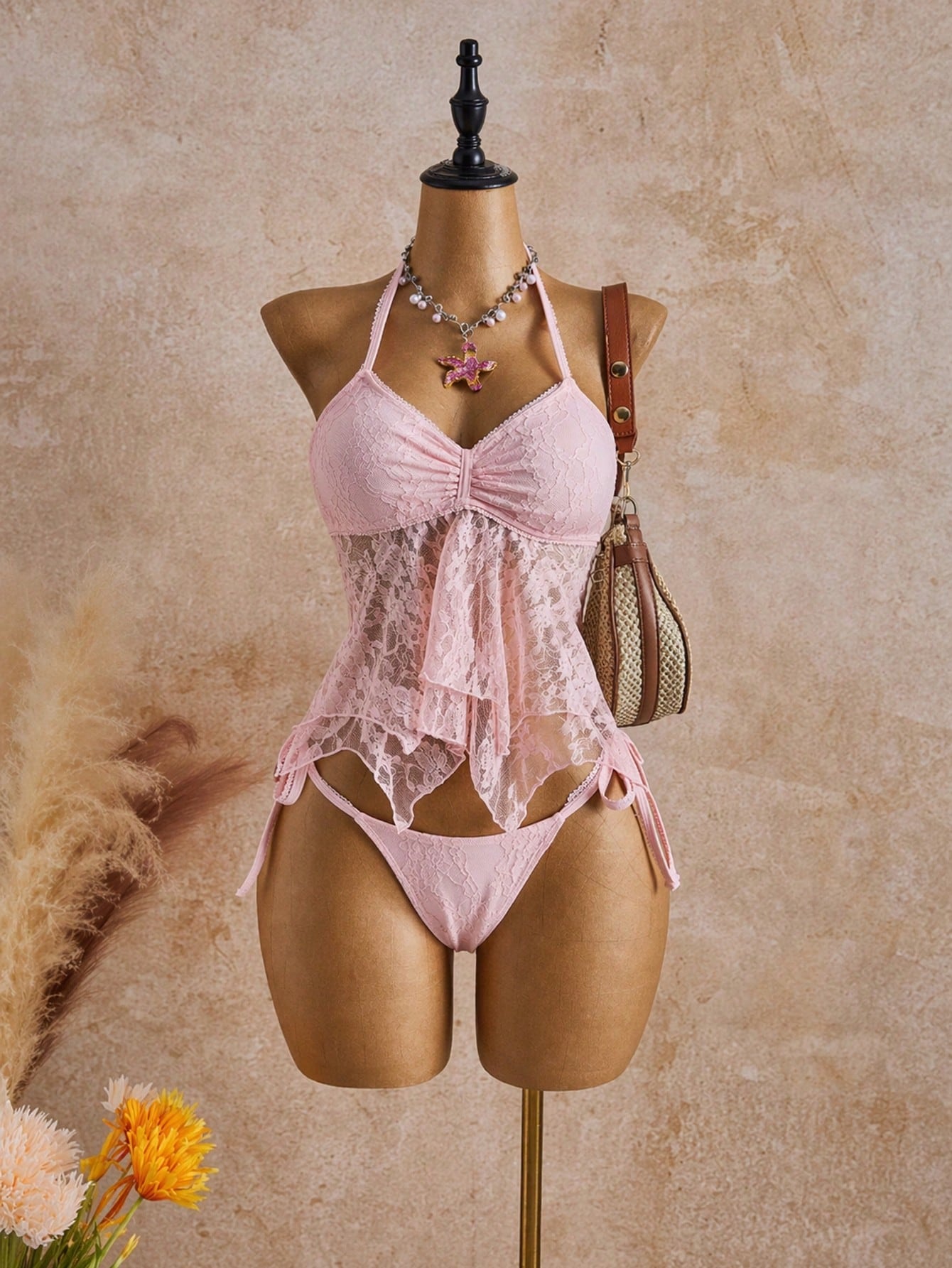 Bellisia 26SS Spring/Summer Vacation Beach Ivory Lace Floral Trim Cute Sweet Bow