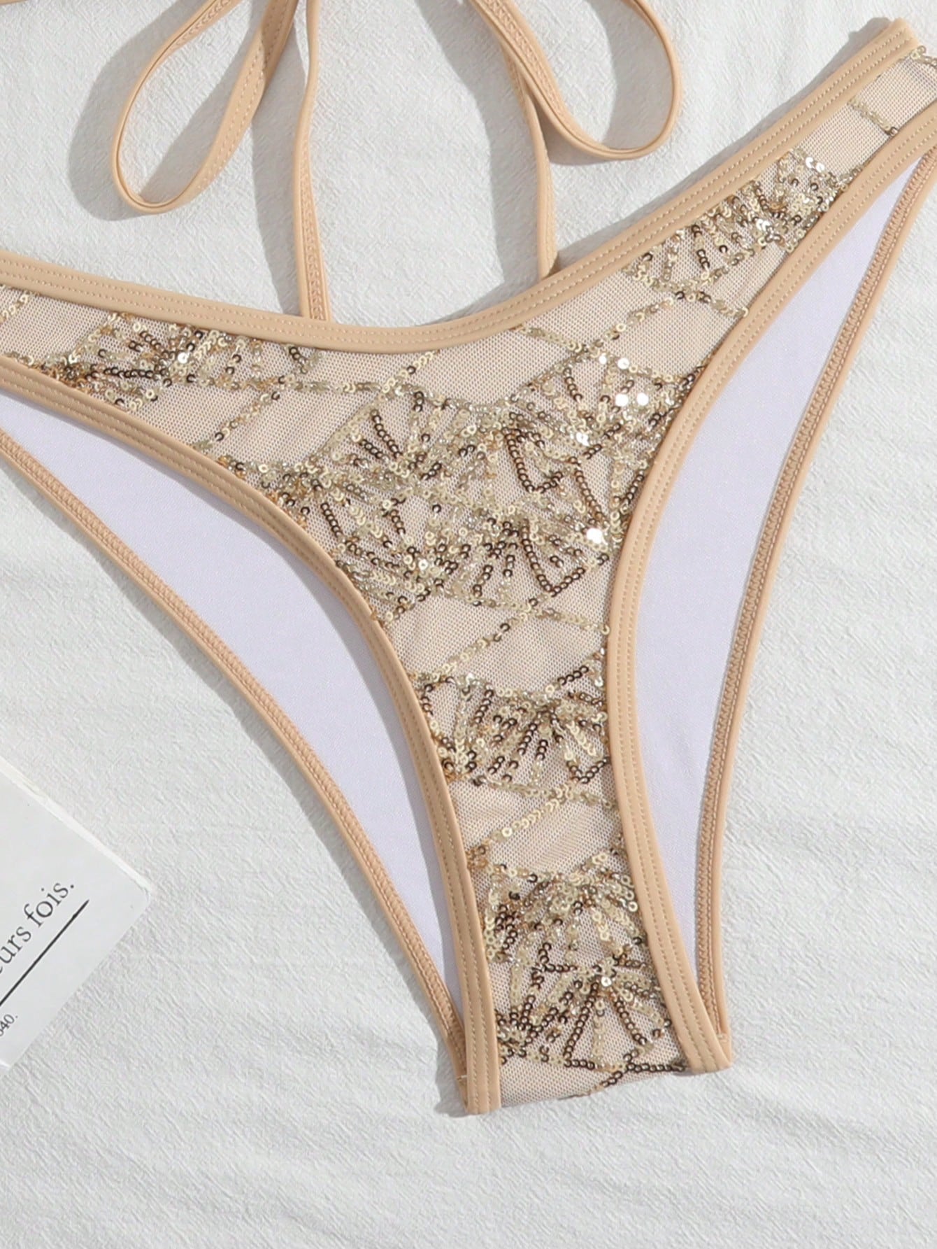 Costavie 2-Piece Floral Sequin Textured Bandeau Bikini Set, Sexy