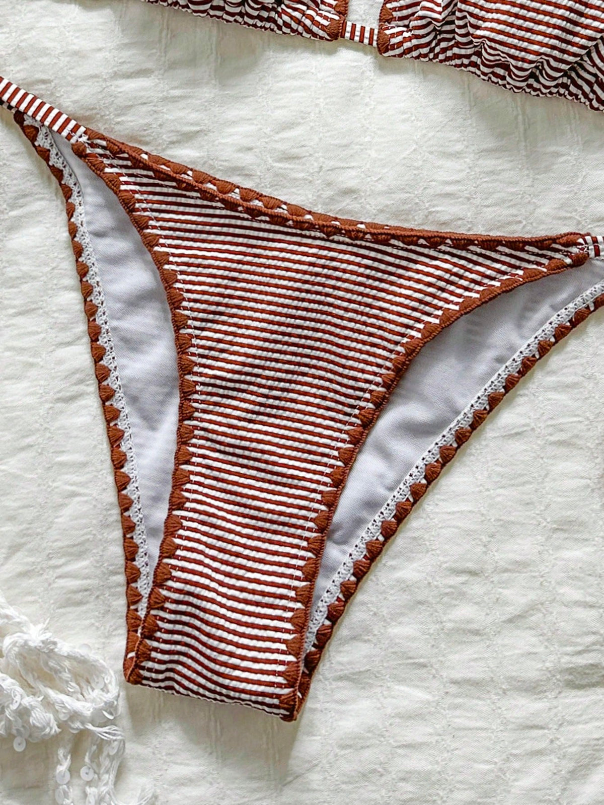 Swim Mod Women's Plaid Jacquard Halter Bikini Set, Spring/Summer - image 6