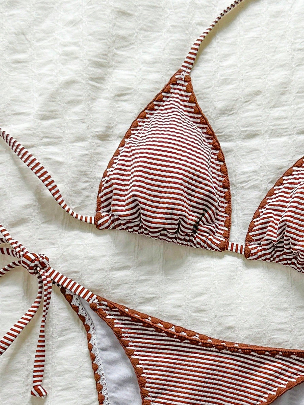 Swim Mod Women's Plaid Jacquard Halter Bikini Set, Spring/Summer