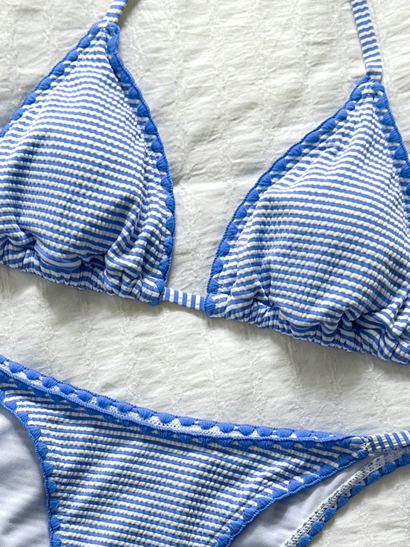 Swim Mod Women's Plaid Jacquard Halter Bikini Set, Spring/Summer