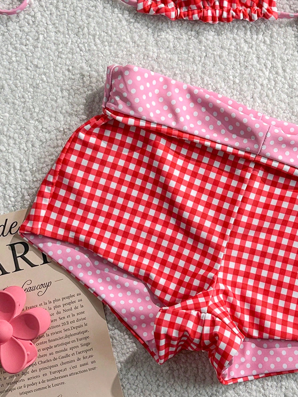 Women's Bikini Swimsuit Striped Print Green Pink Cute Retro Boy