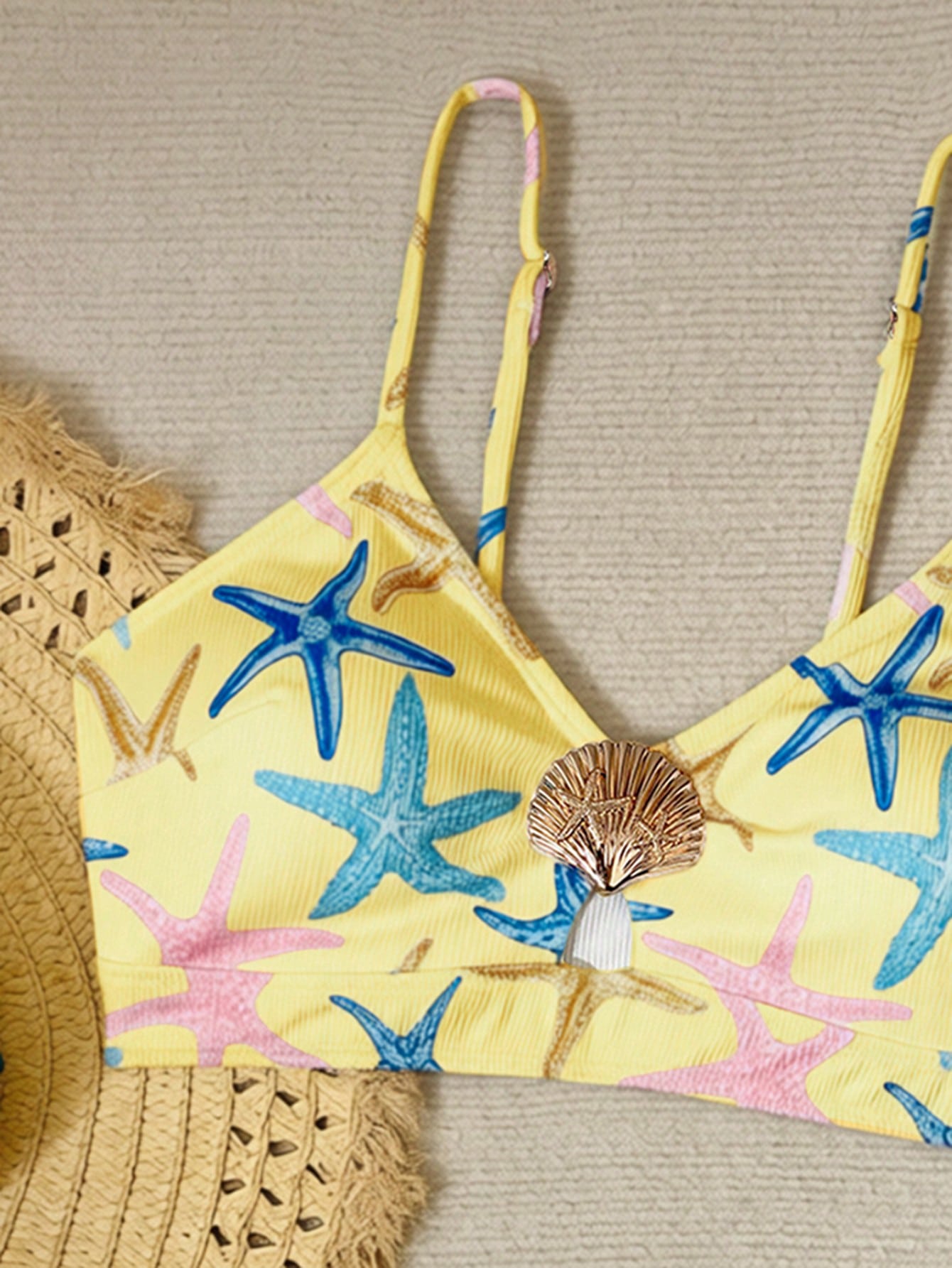 Women 2-Piece Bikini Swimsuit, Star & Color Block Starfish Cute Elegant Casual Sexy Bohemian Hollow Out - image 14