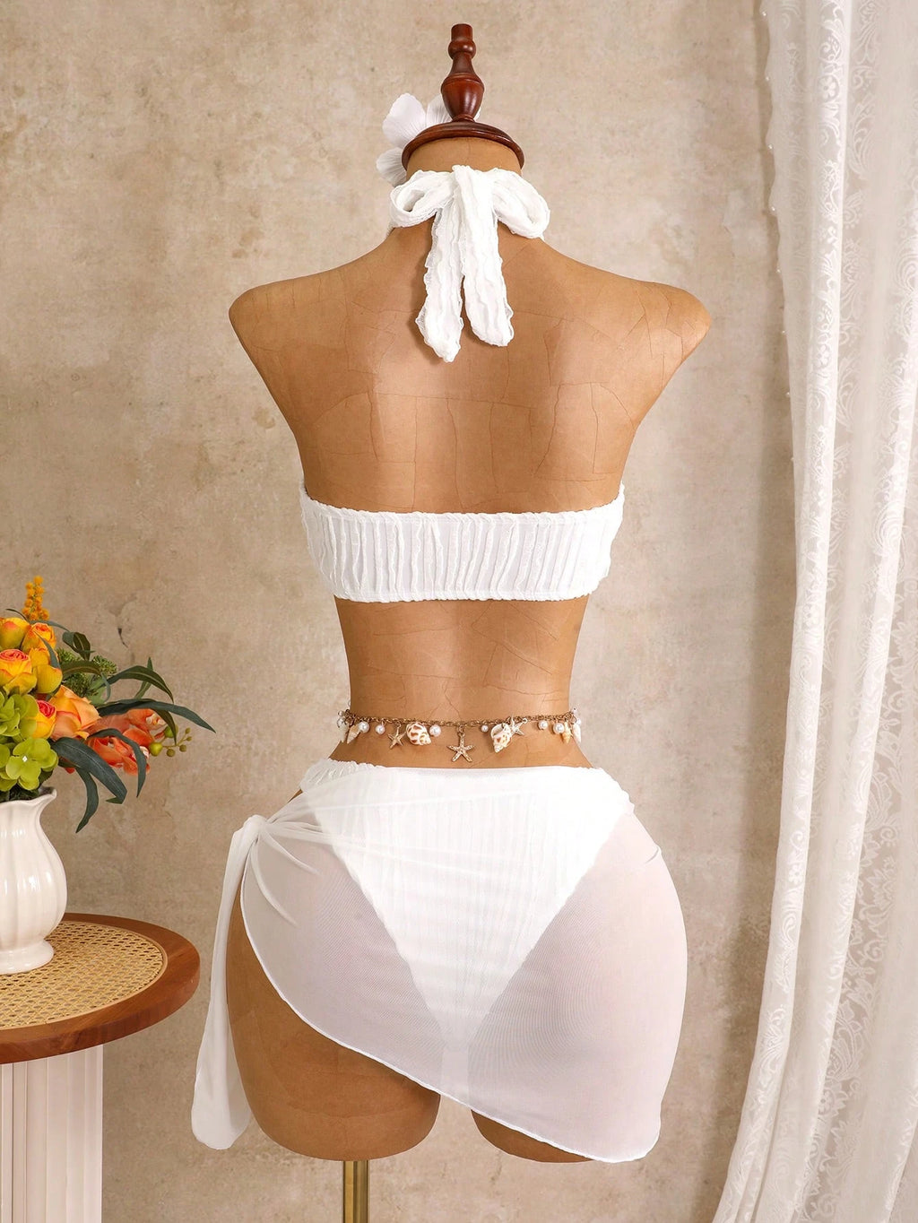 Swim Lushoire Women's Sexy Halter Wireless Textured Solid Color