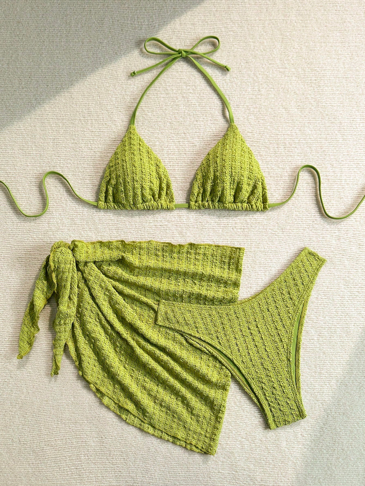 Soleia Summer Outfit For Women Pink Bikini Women's Summer Vacation Beach All-Over Print Halter Bikini Set - image 3