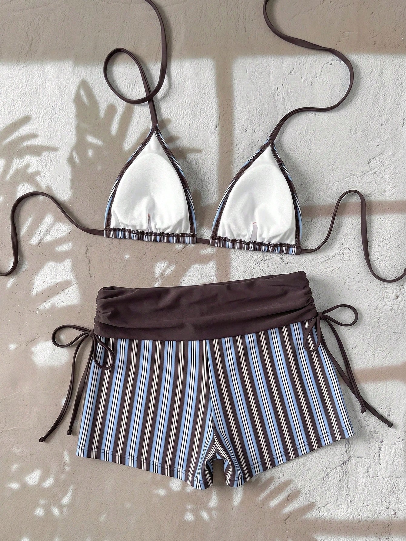 Swim Mod 2026 Women Swimwear 2 Pieces Set,Brown And Yellow Polka