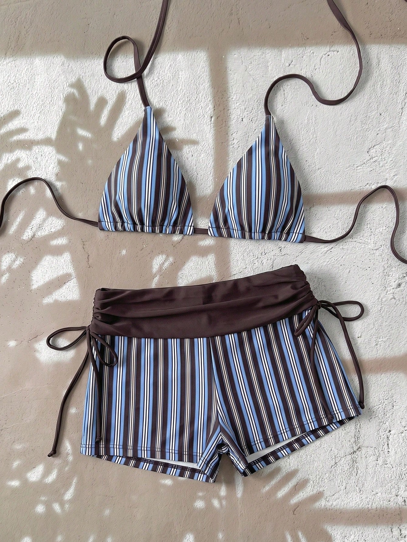 Swim Mod 2026 Women Swimwear 2 Pieces Set,Brown And Yellow Polka