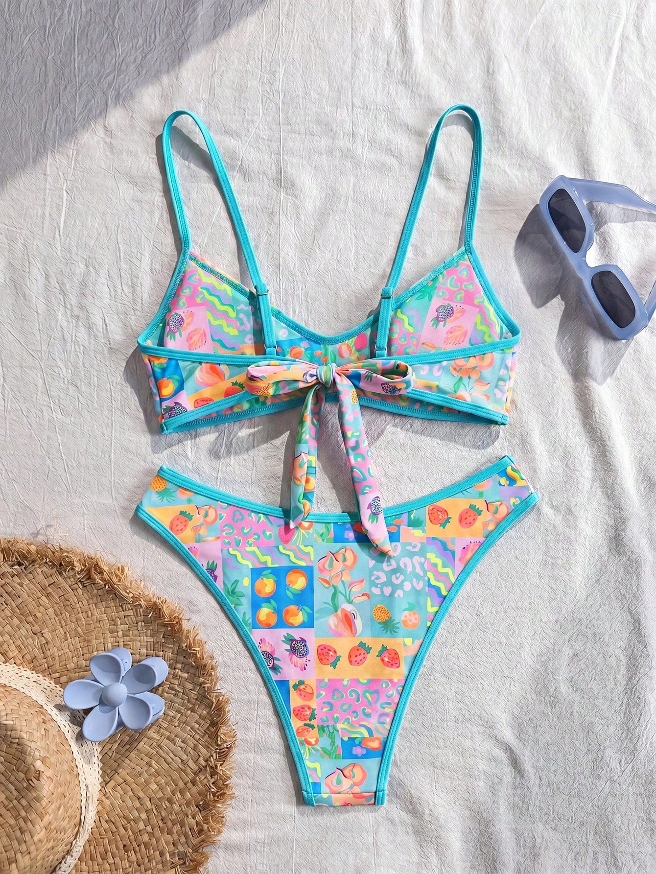 Swim Vcay Women's Summer Beach Vacation Marine Life Print Trim Sexy
