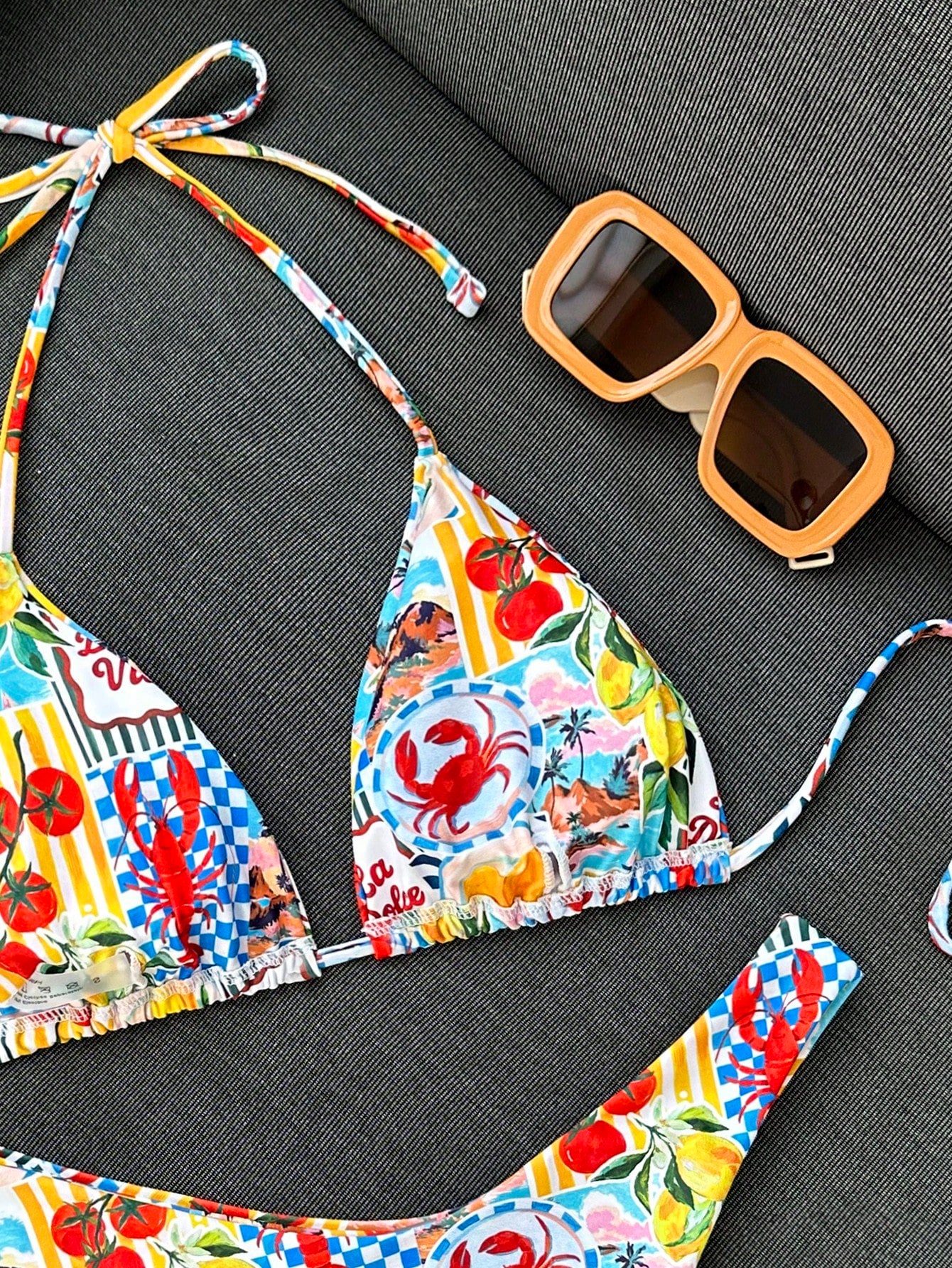 Swim Vcay Women's Summer Beach Lemon Print Sexy Halter Bikini Set - image 4