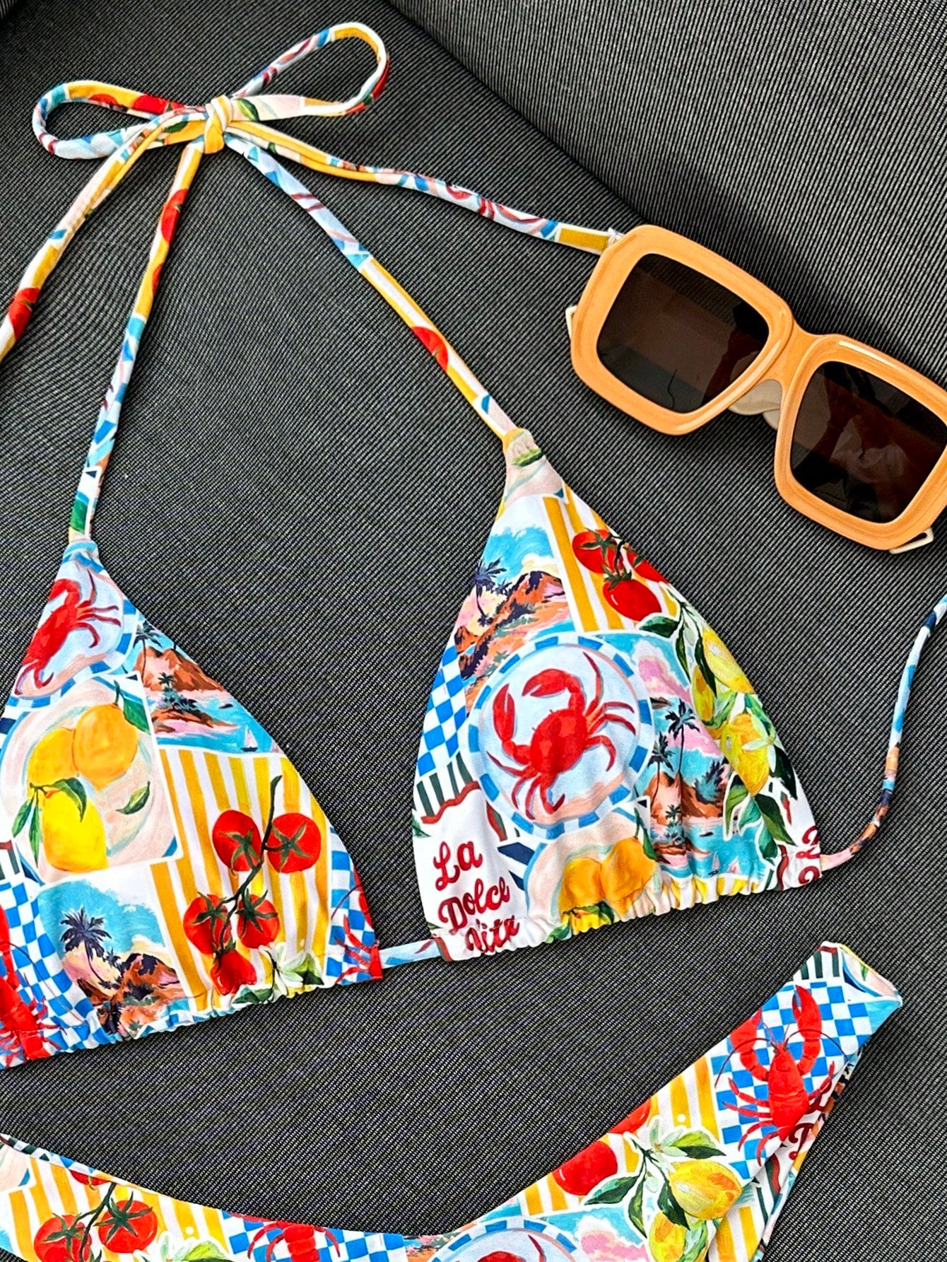 Swim Vcay Women's Summer Beach Lemon Print Sexy Halter Bikini Set - image 6