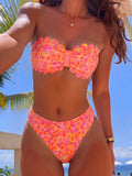 Swim Mod Women's Swimwear, Teenage Girl, Cutout Floral Trim,