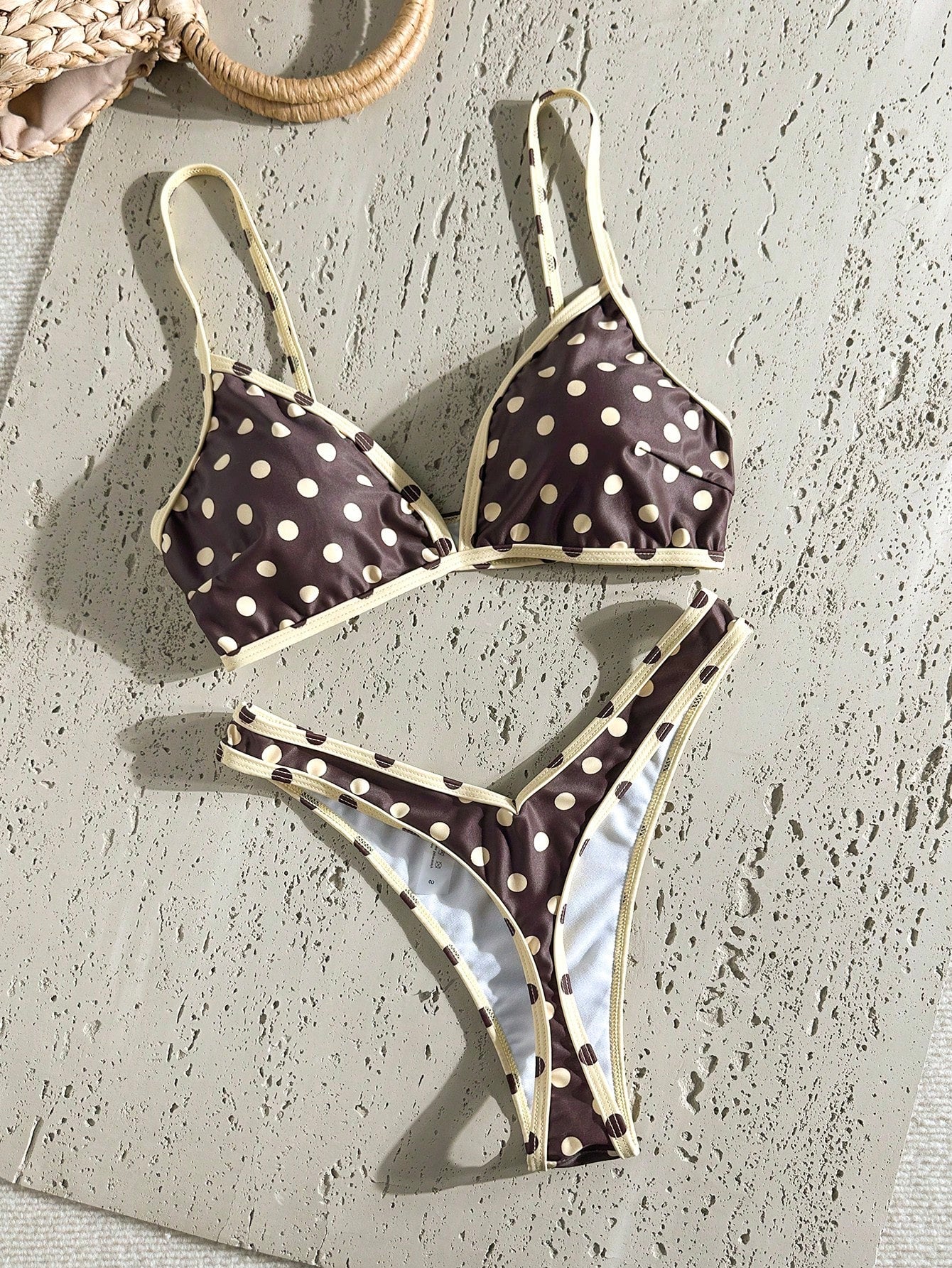 Swim Vcay 2pcs/Set Women's Sexy High Cut Color Contrast Spaghetti Strap Bikini Swimsuit Set, Summer - image 18
