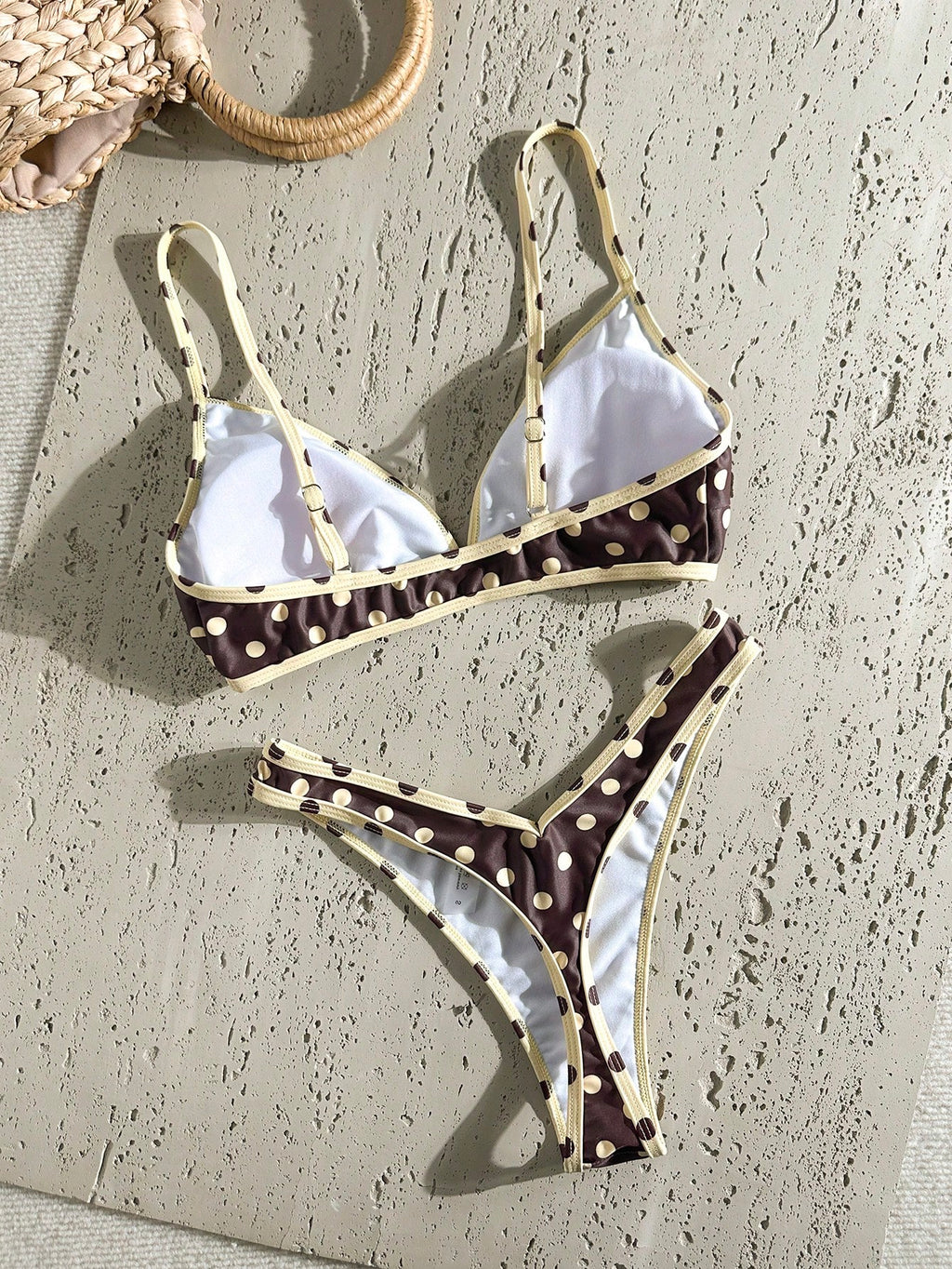 Swim Vcay 2pcs/Set Women's Sexy High Cut Color Contrast Spaghetti Strap Bikini Swimsuit Set, Summer - image 19