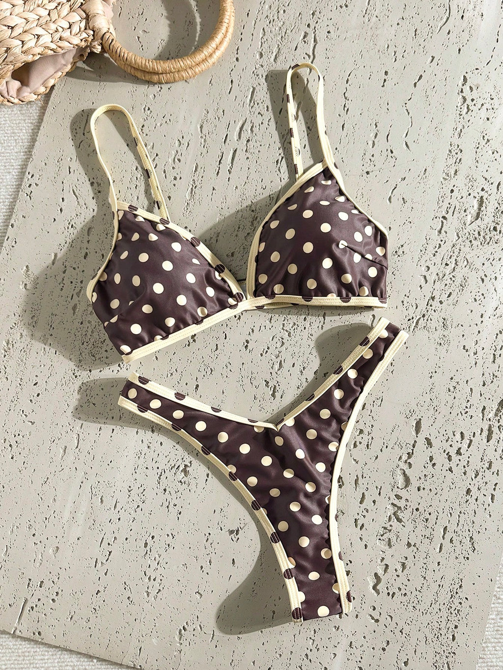 Swim Vcay 2pcs/Set Women's Sexy High Cut Color Contrast Spaghetti Strap Bikini Swimsuit Set, Summer - image 20