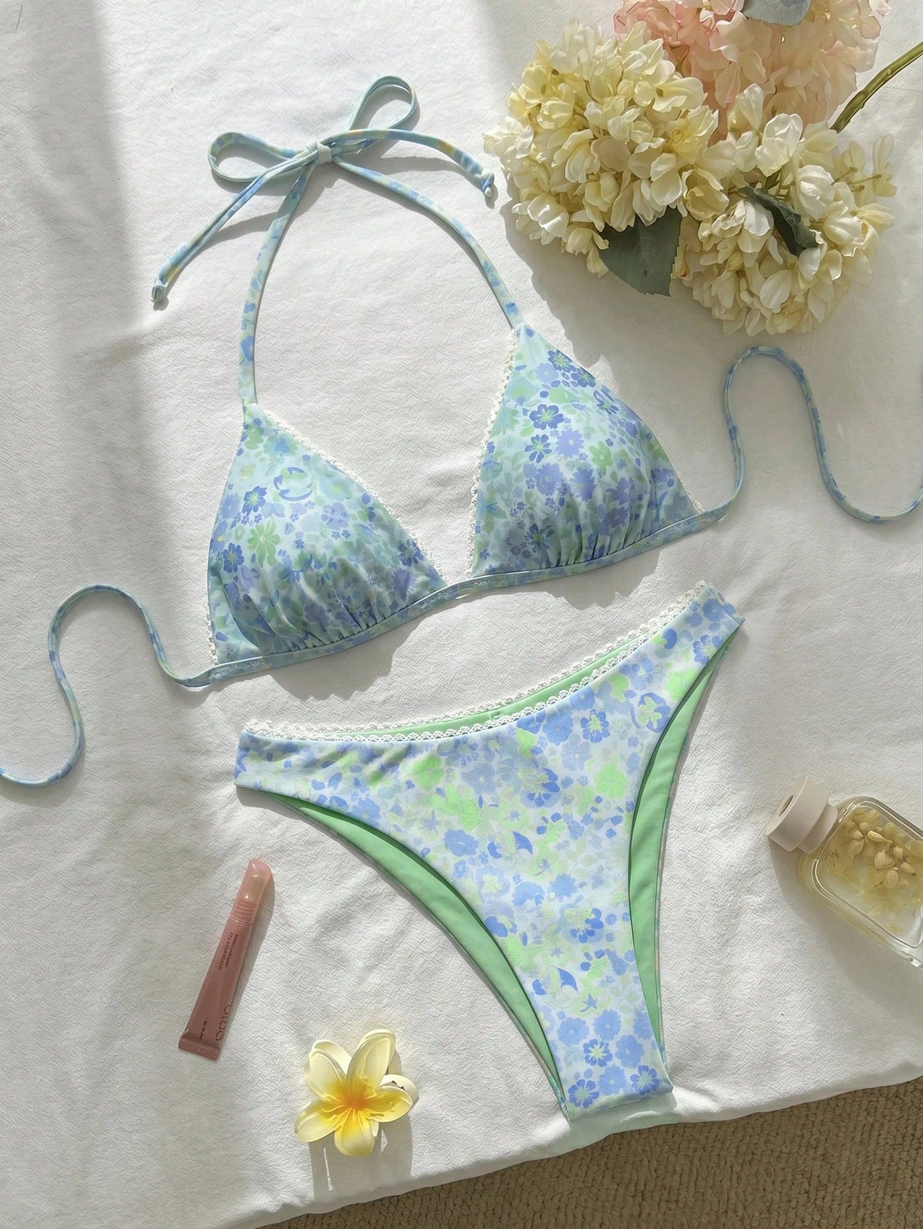Swim Mod 2026ss Light Blue Floral Women Bikini Sets 2 Pieces Bathing