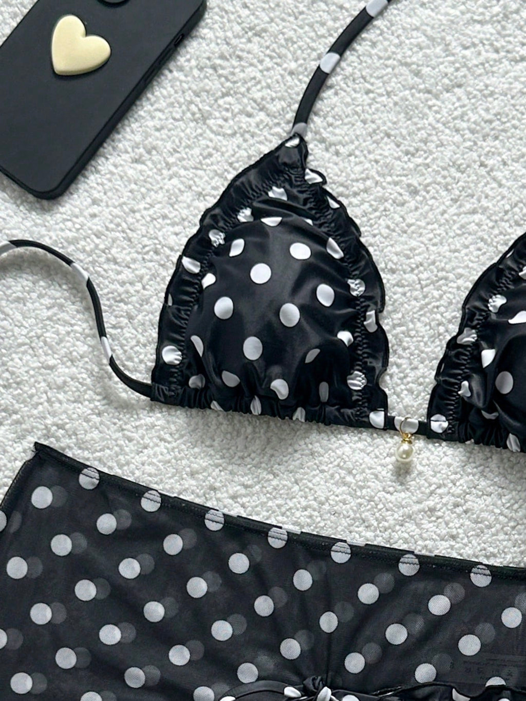 Swim Mod 3-Piece Set Pistachio Green Floral Textured Pearl Seashell