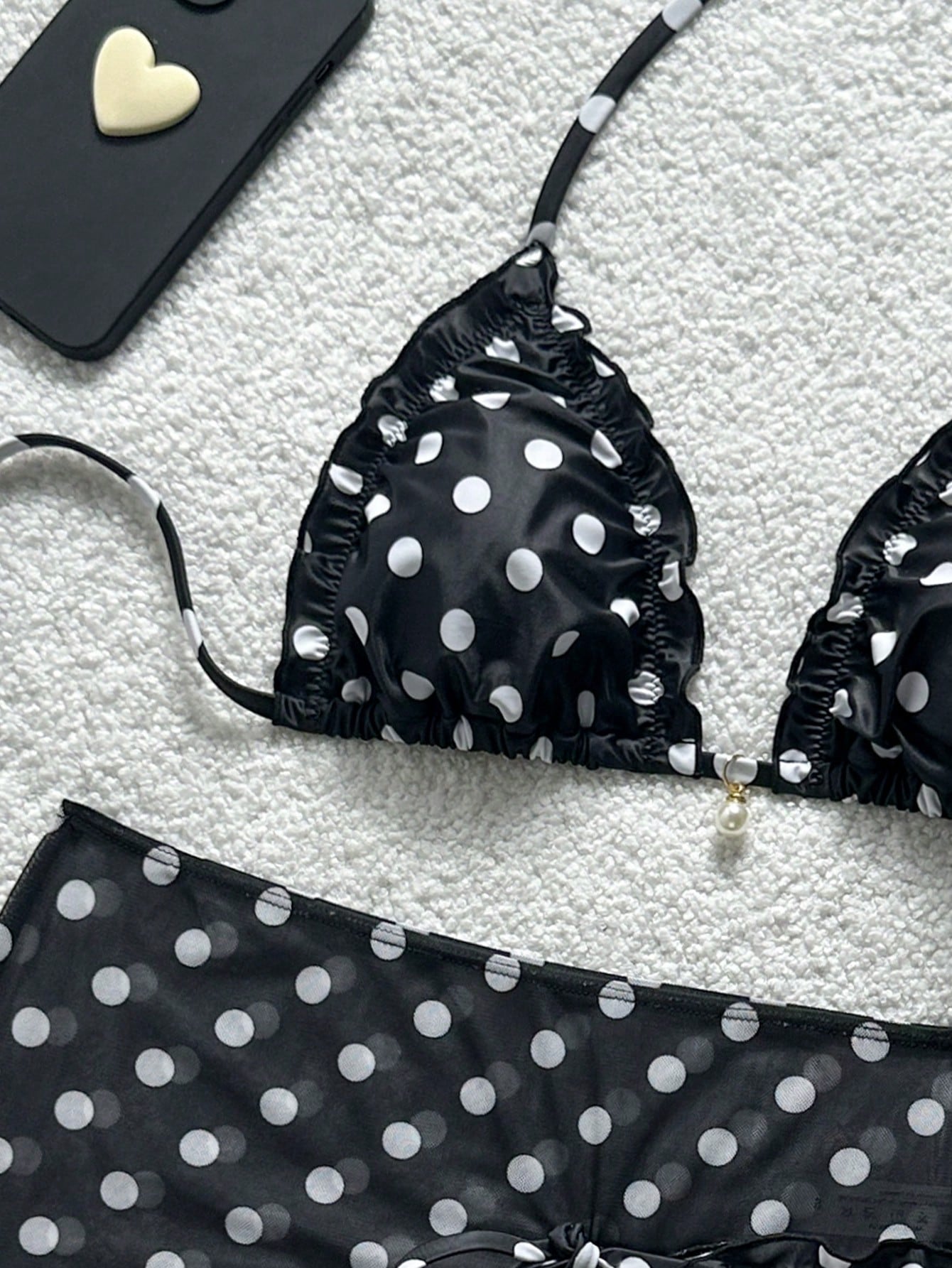 Swim Mod 3-Piece Set Pistachio Green Floral Textured Pearl Seashell