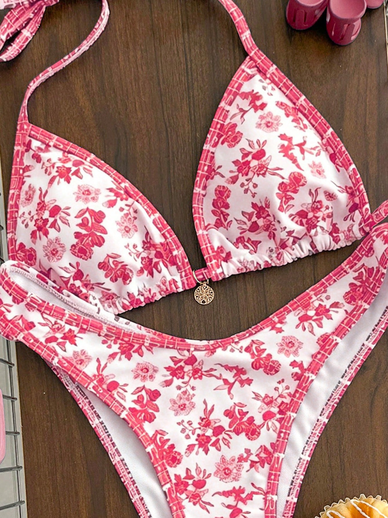 Swim Mod Women's Summer Beach Floral Print Halter Neck Tie Sexy