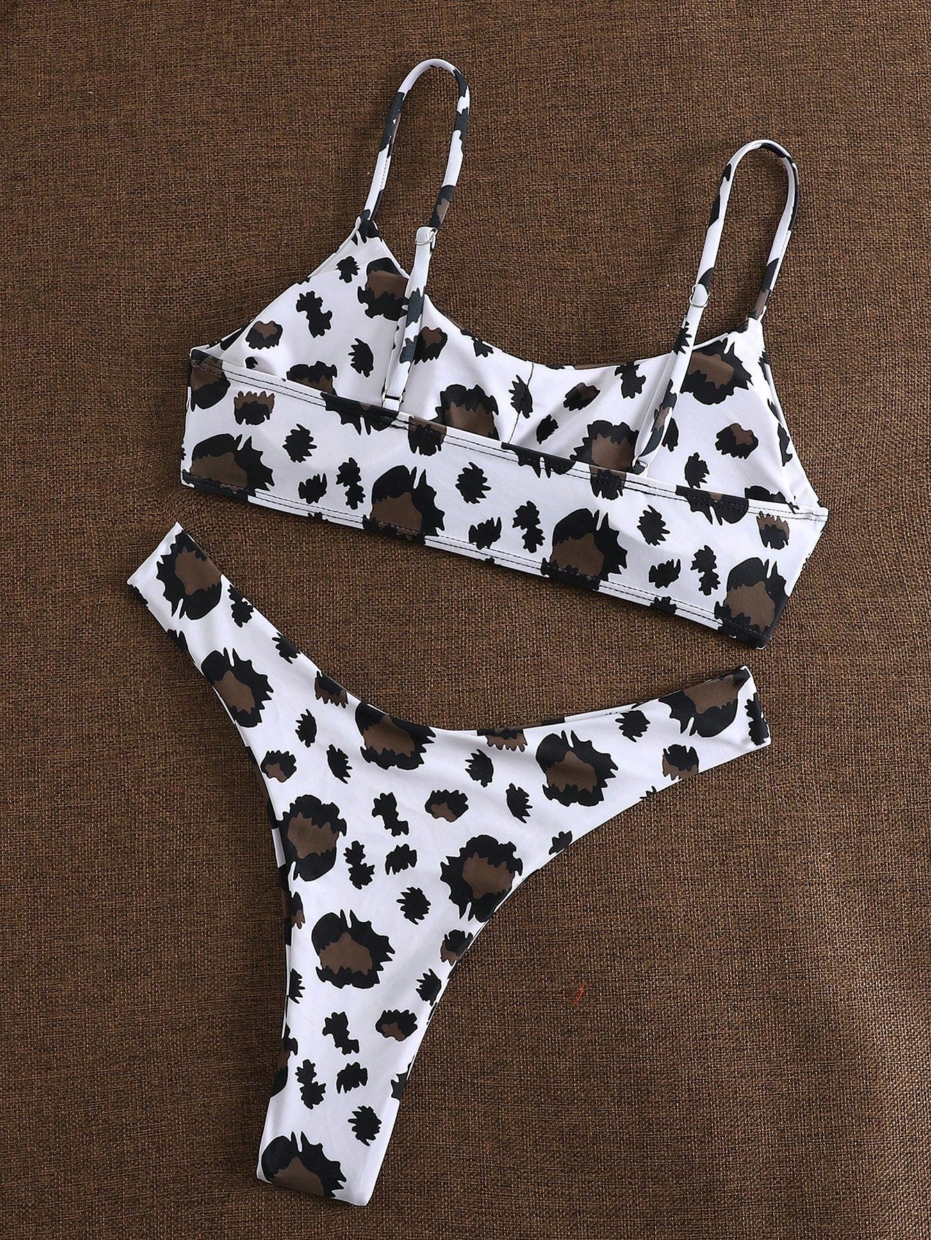 Leopard Print Backless Halter Sexy 2 Pieces Swimwear For Women