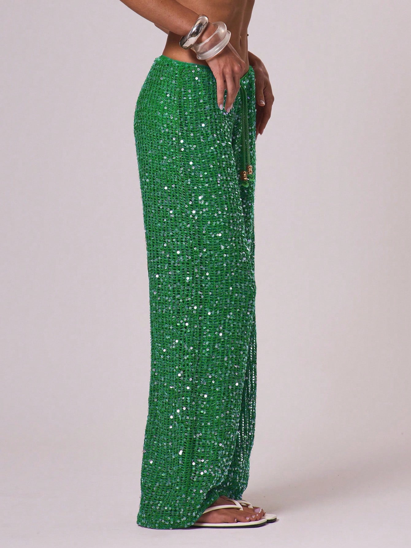 Musera Resort Women Cover Ups Ibiza Boho Vacation Holiday Beach Elegant Summer Sequin Wide Leg Crochet - image 19