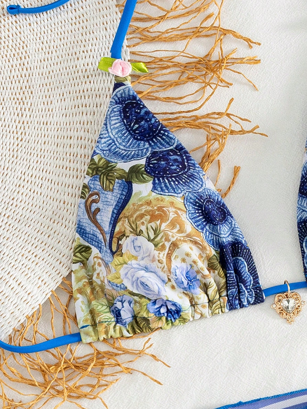 2026 Onefish Women's Floral Print Halter Tie Bikini Set, Elegant Bikini Set, Women's Resort Wear, Women's - image 16