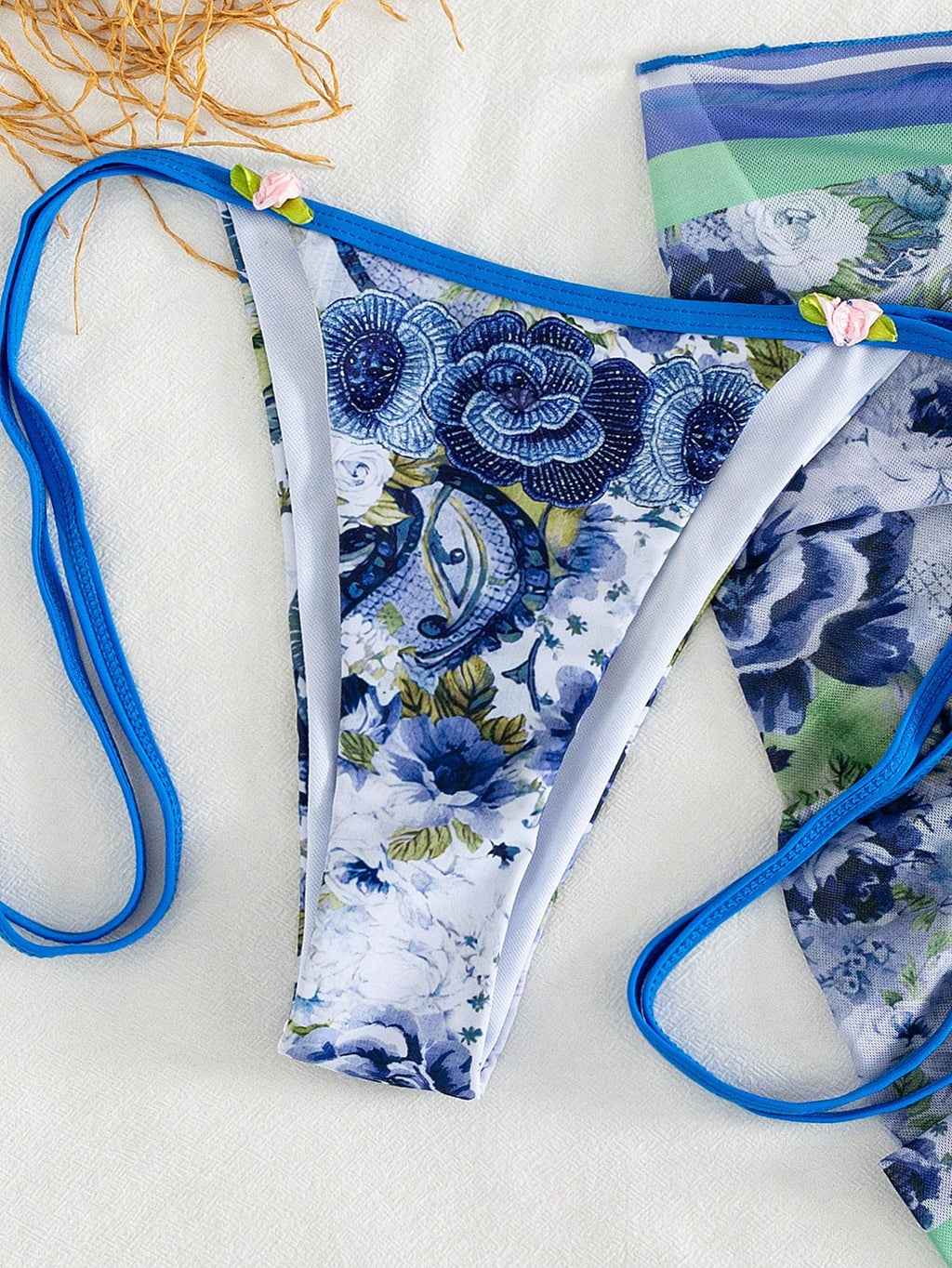 2026 Onefish Women's Floral Print Halter Tie Bikini Set, Elegant Bikini Set, Women's Resort Wear, Women's - image 17
