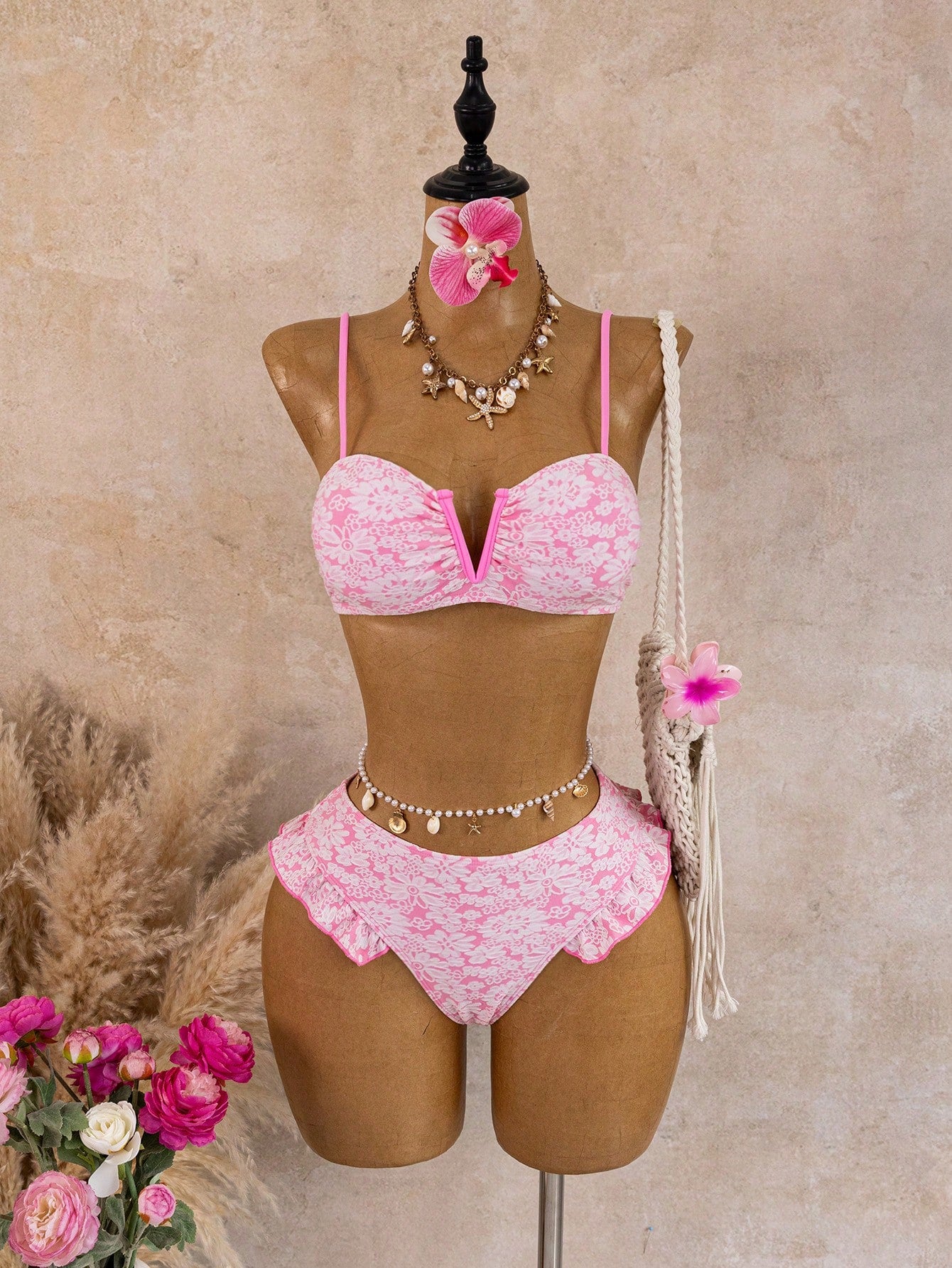 Bellisia Women's Summer Beach Floral Print Ruffle Trim Sexy Bikini Swimwear Set - image 18