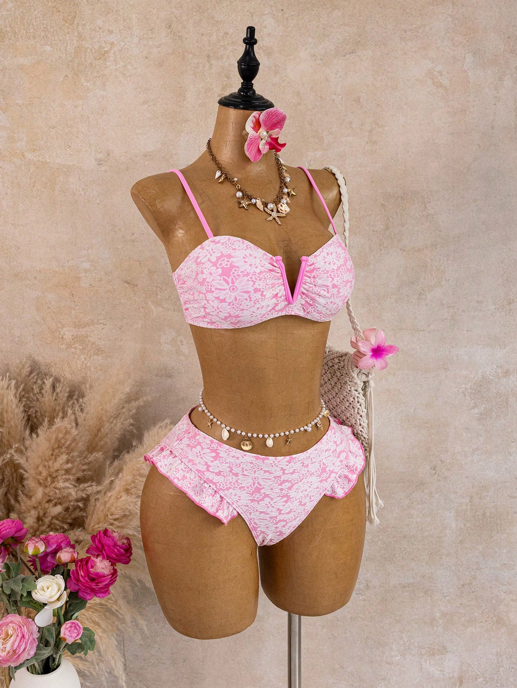 Bellisia Women's Summer Beach Floral Print Ruffle Trim Sexy Bikini Swimwear Set - image 20