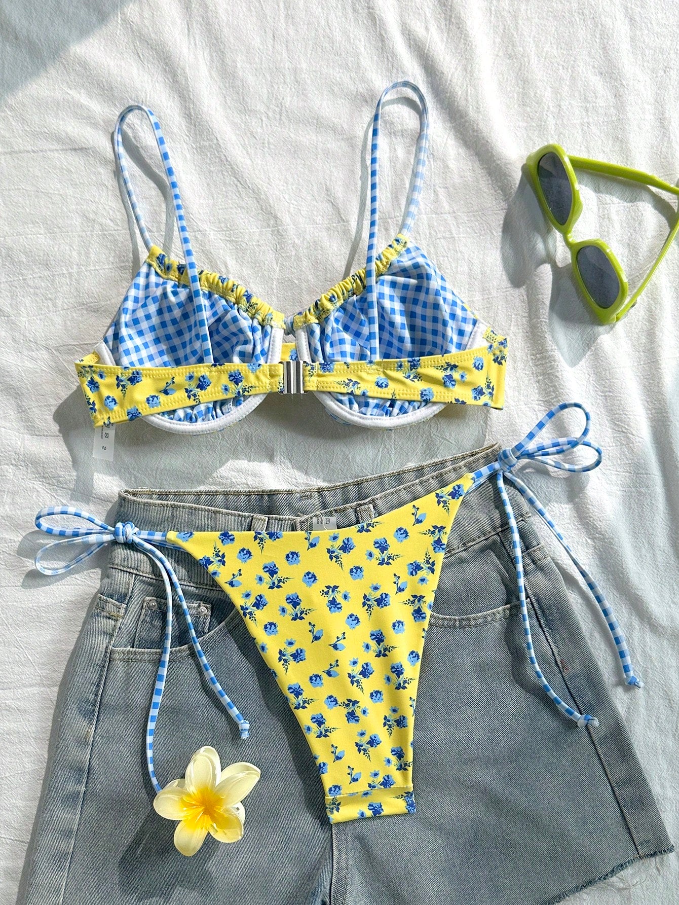 Swim Mod Spring/Summer Digital Print Underwire Push-Up Cami Top And Side Tie Swim Bottoms Women Cute Bikini - image 16