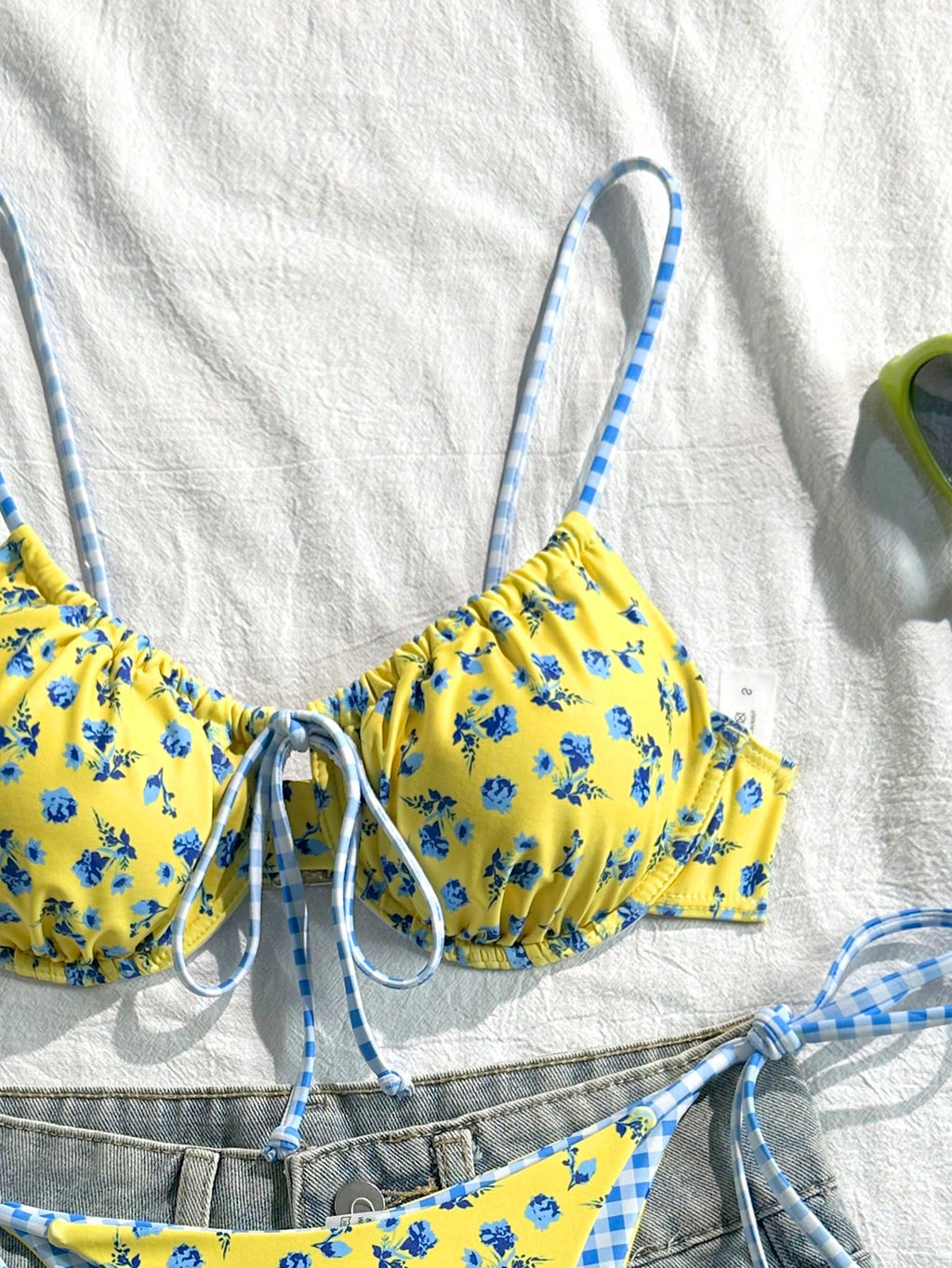 Swim Mod Spring/Summer Digital Print Underwire Push-Up Cami Top And Side Tie Swim Bottoms Women Cute Bikini - image 18