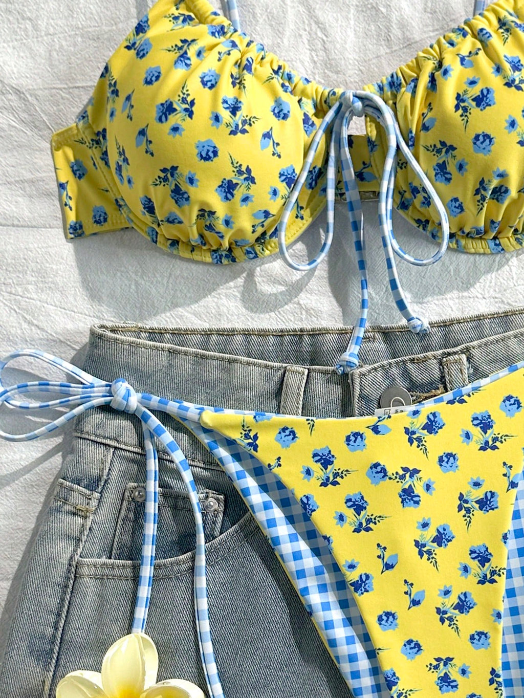 Swim Mod Spring/Summer Digital Print Underwire Push-Up Cami Top And Side Tie Swim Bottoms Women Cute Bikini - image 19