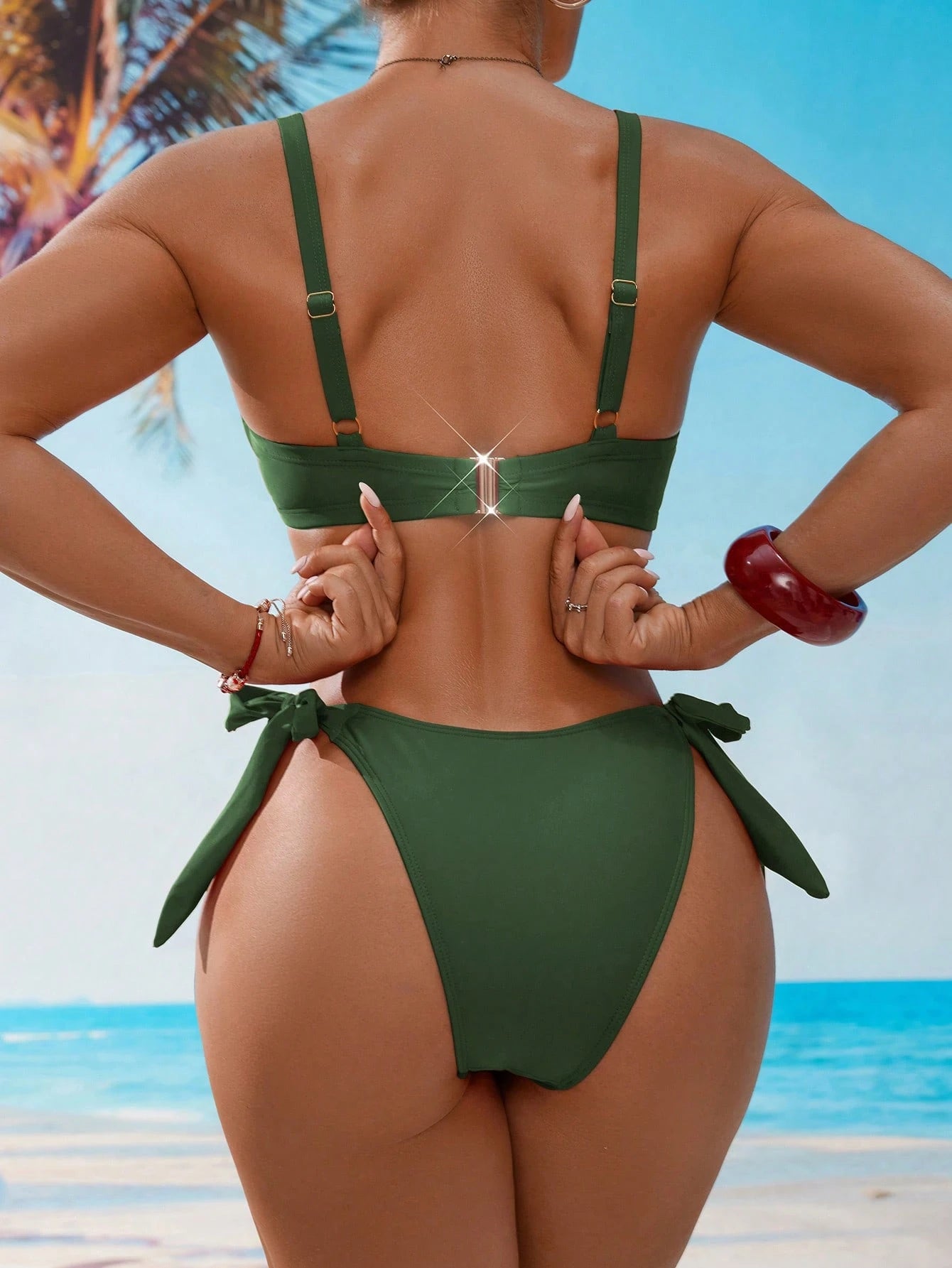 Swim DD+ DD+ Cup Push-Up Underwired Low Waist Bikini Set For Summer Beach Vacati