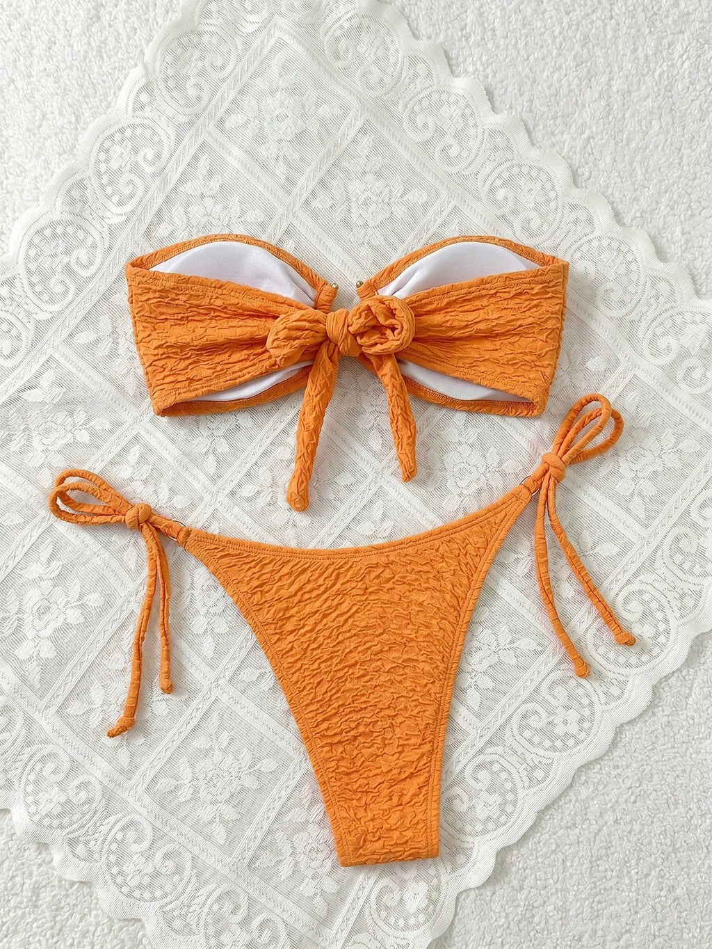 Swim Mod Women's Solid Color Bandeau Sexy Bikini Swimwear Set For Summer Beach Vacation - image 16