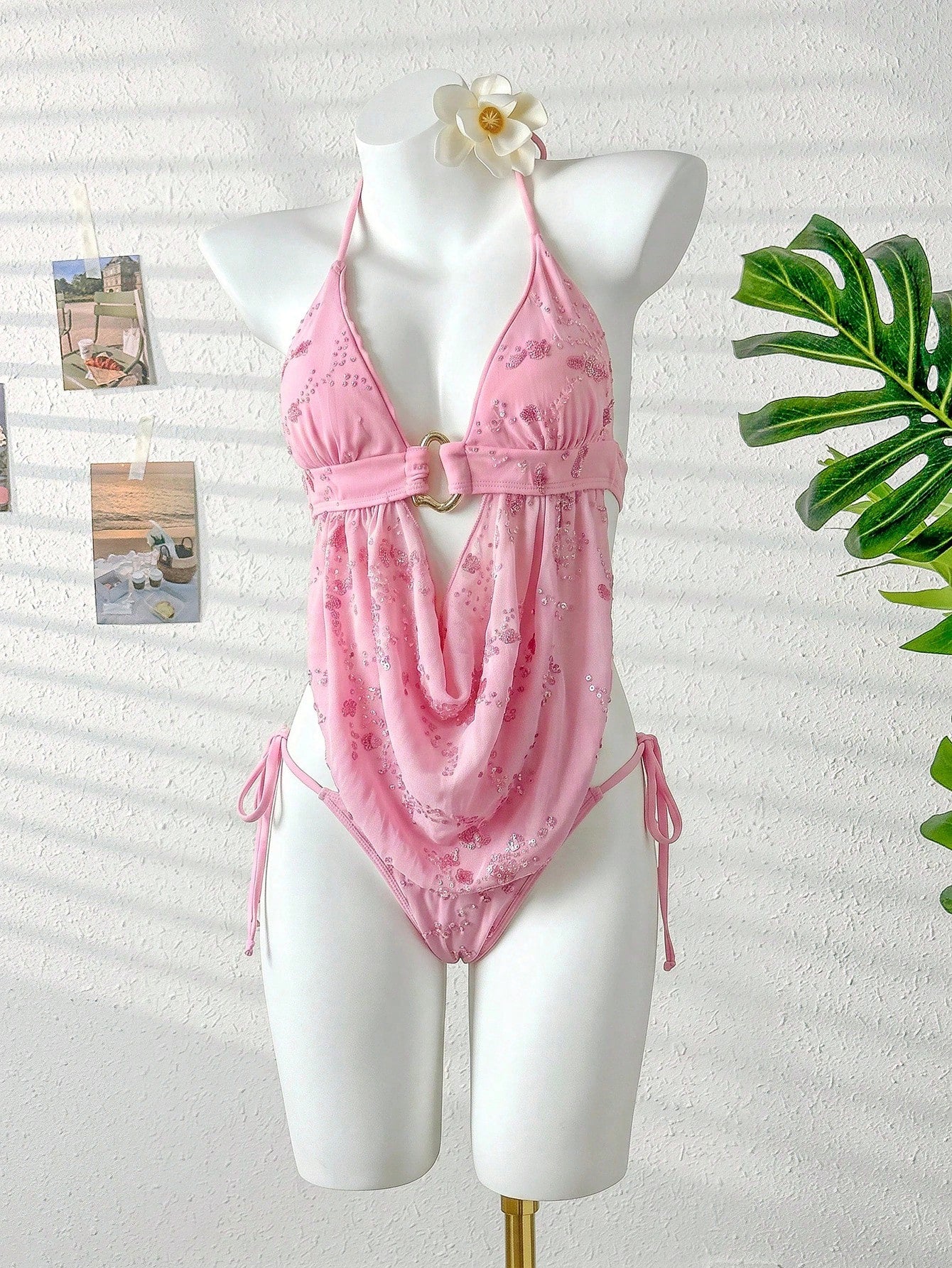 Swim SXY Women's 2 Pieces Metal Accent Bikini Set, Sexy Summer Beach