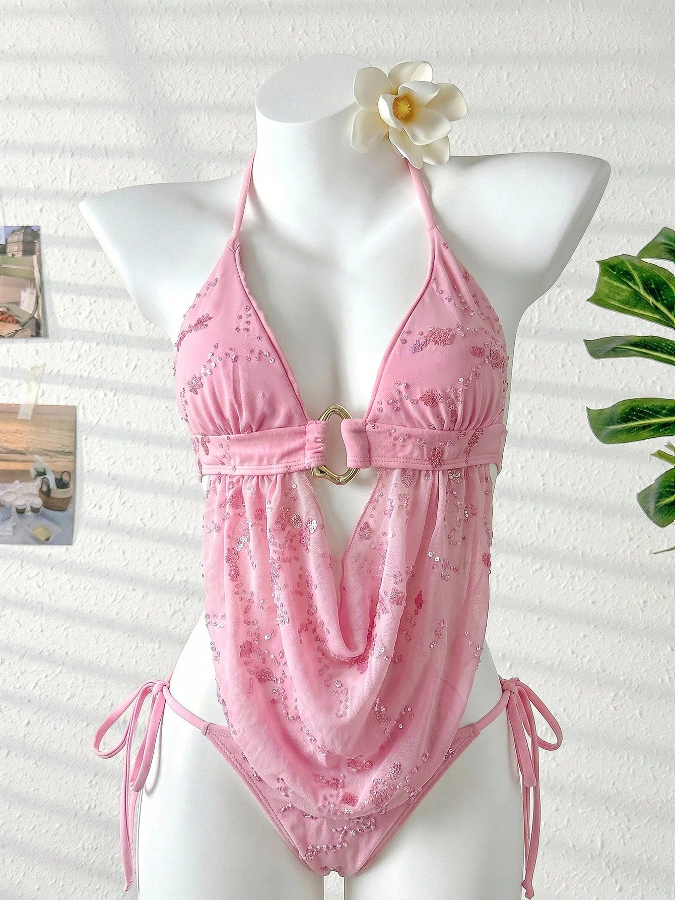Swim SXY Women's 2 Pieces Metal Accent Bikini Set, Sexy Summer Beach