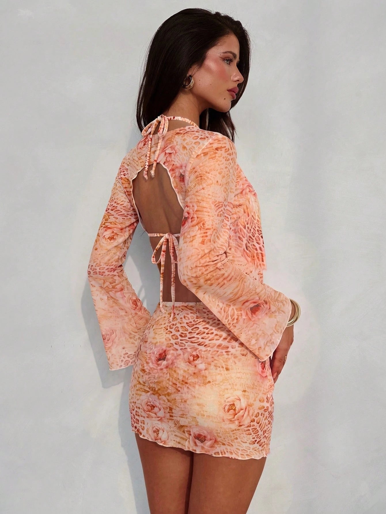 Aloruh Women's Spring/Summer New Floral Print Bikini Set, Sexy & Elegant Swimsuit Set, Long Sleeve Dress With - image 5