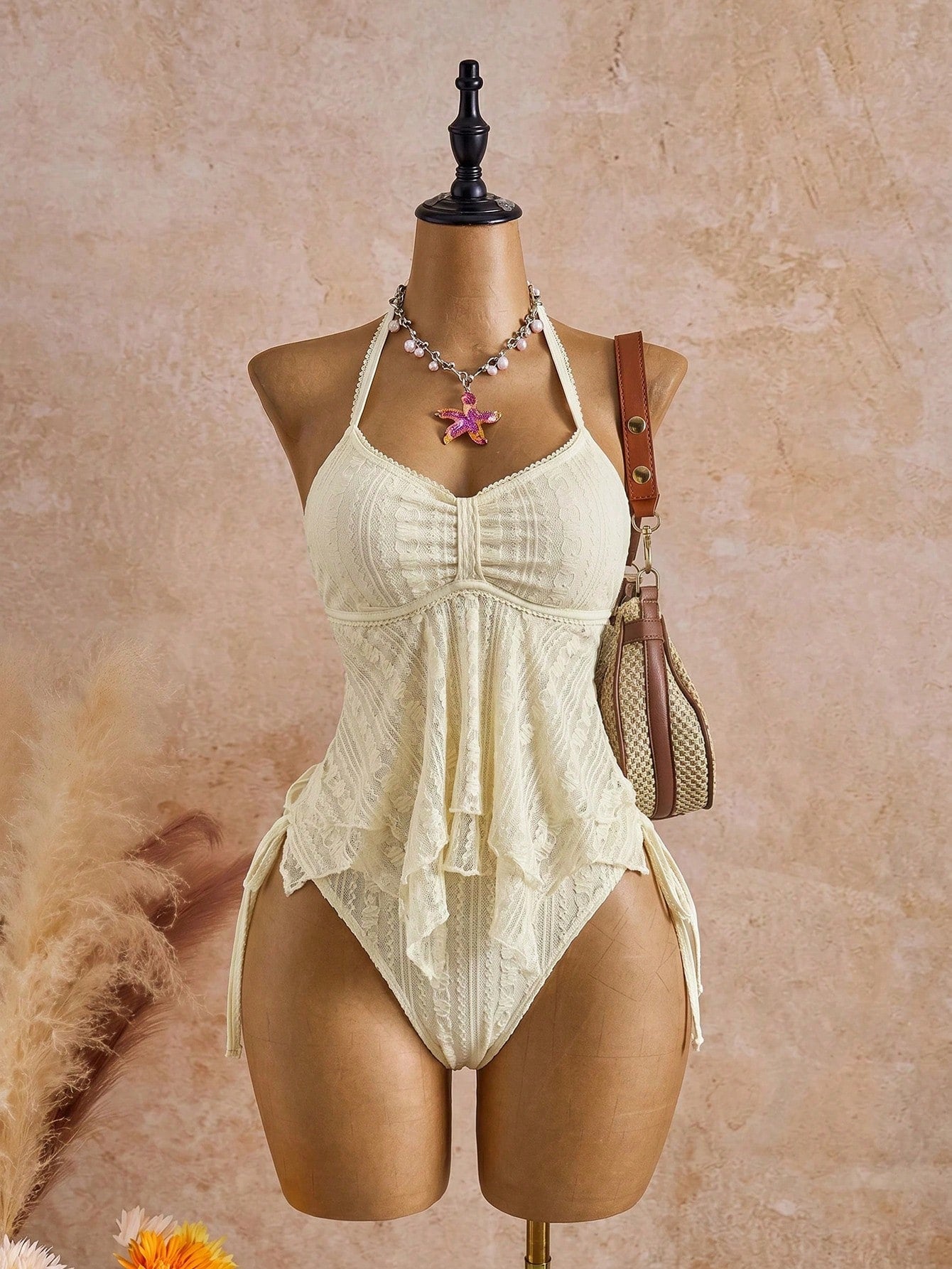 Bellisia 26SS Spring/Summer Vacation Beach Ivory Lace Floral Trim Cute Sweet Bow