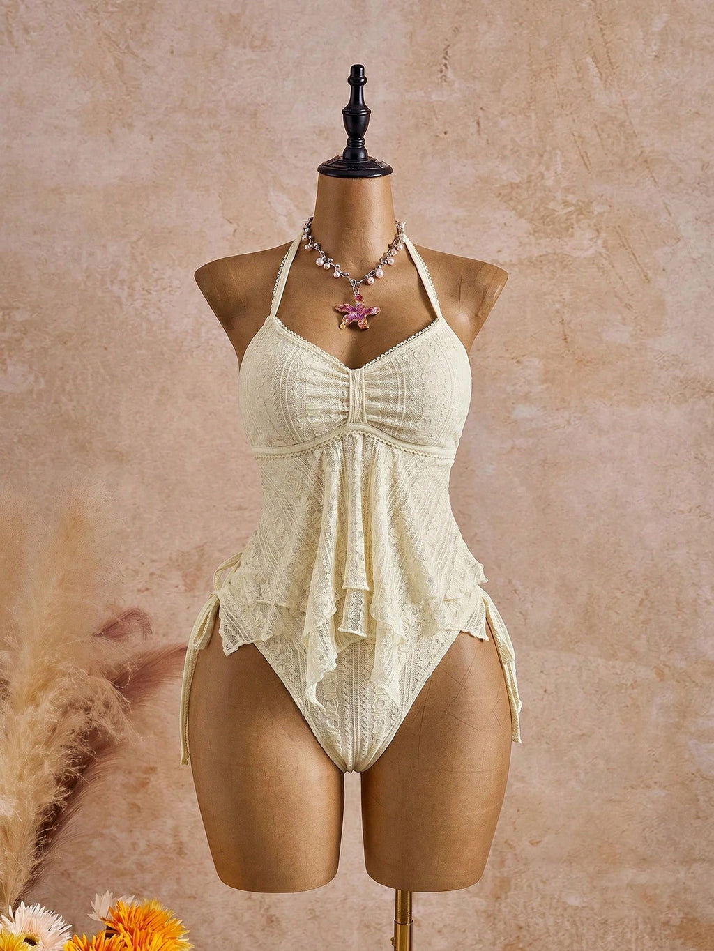 Bellisia 26SS Spring/Summer Vacation Beach Ivory Lace Floral Trim Cute Sweet Bow