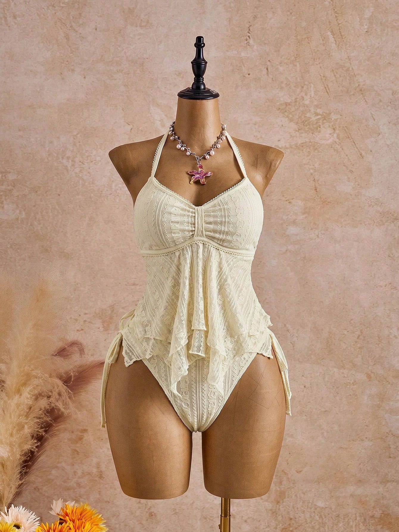 Bellisia 26SS Spring/Summer Vacation Beach Ivory Lace Floral Trim Cute Sweet Bow