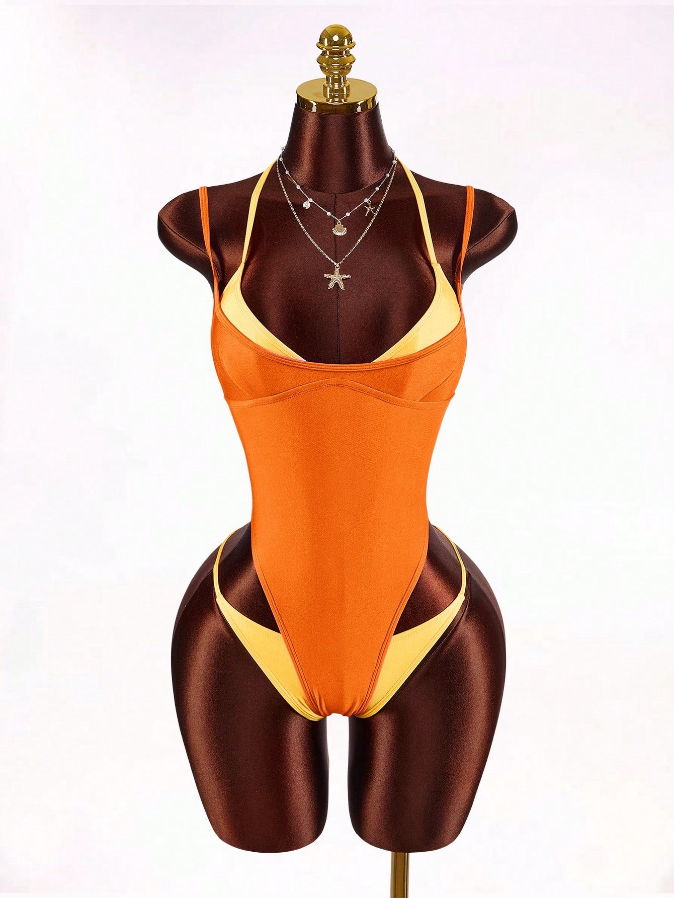 Amplova 1pc Women's Sexy Avant-Garde 2 In 1 Swimsuit, Contrasting