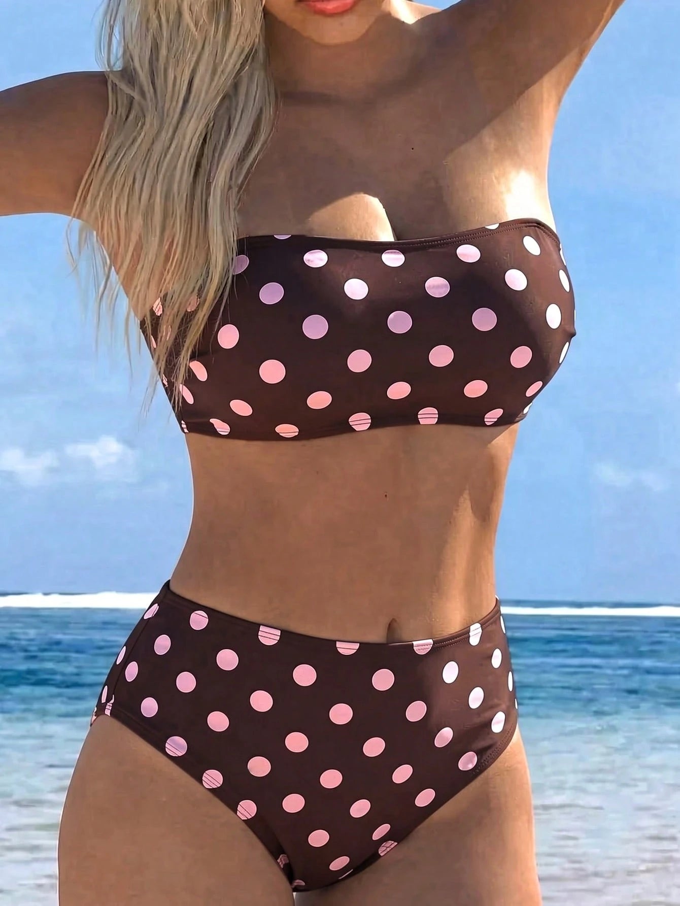 Swim Lushoire Women's Summer Vacation Beach Sexy Colorblock Plaid