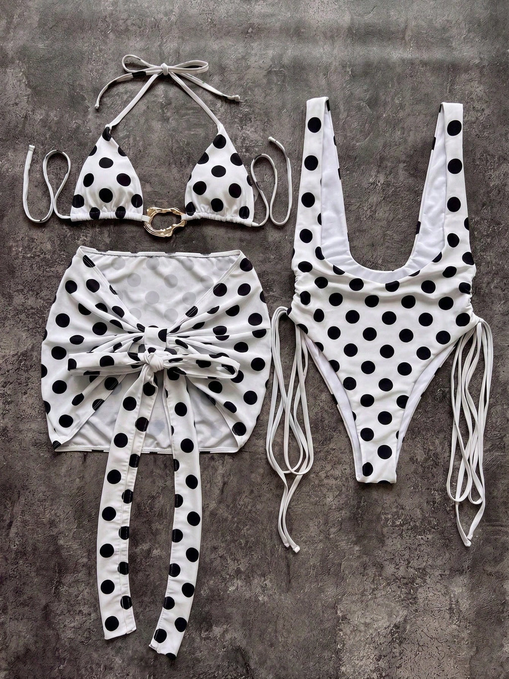 Women's Two Pieces Set With Solid Cut-Out One-Piece Swimwear With
