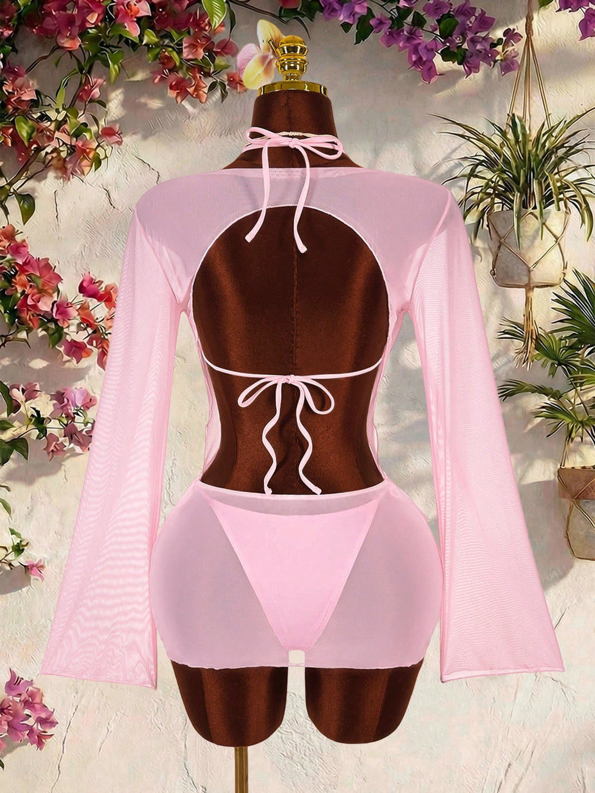 Amplova Women's Swimwear Set With Starfish Detail, Backless Flare Sleeve, Suitable For Vacation, Sexy And - image 7
