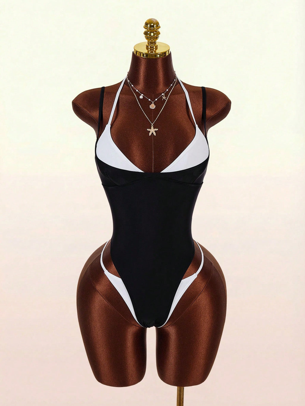Amplova 1pc Women's Sexy Avant-Garde 2 In 1 Swimsuit, Contrasting Fuchsia And Yellow, Suitable For Beach