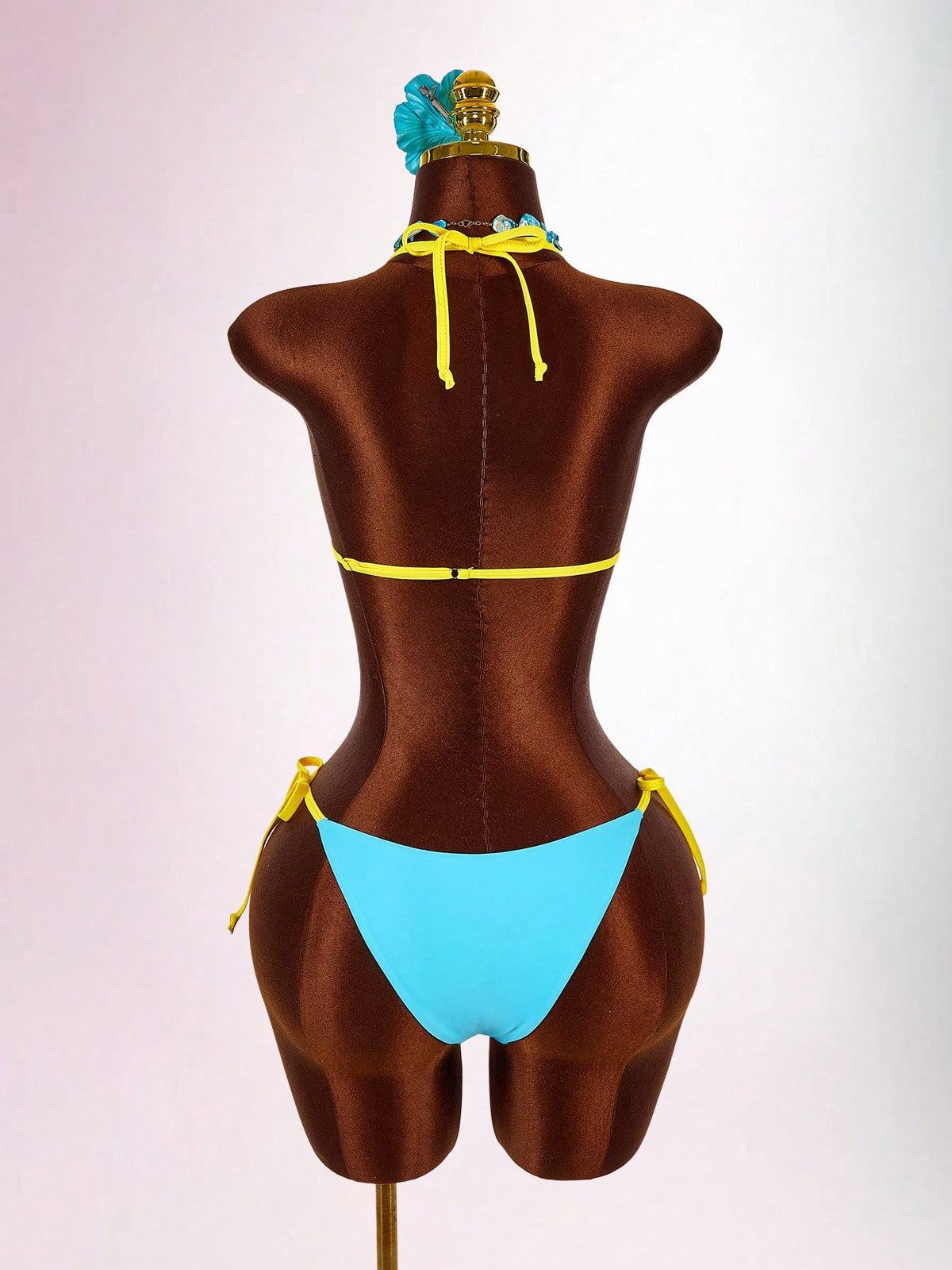 Amplova Women's Contrast Trim 3 Pieces Set Sexy Avant-Garde Vacation Outfit U-Neck Cutout Tie Top And Bottom - image 6