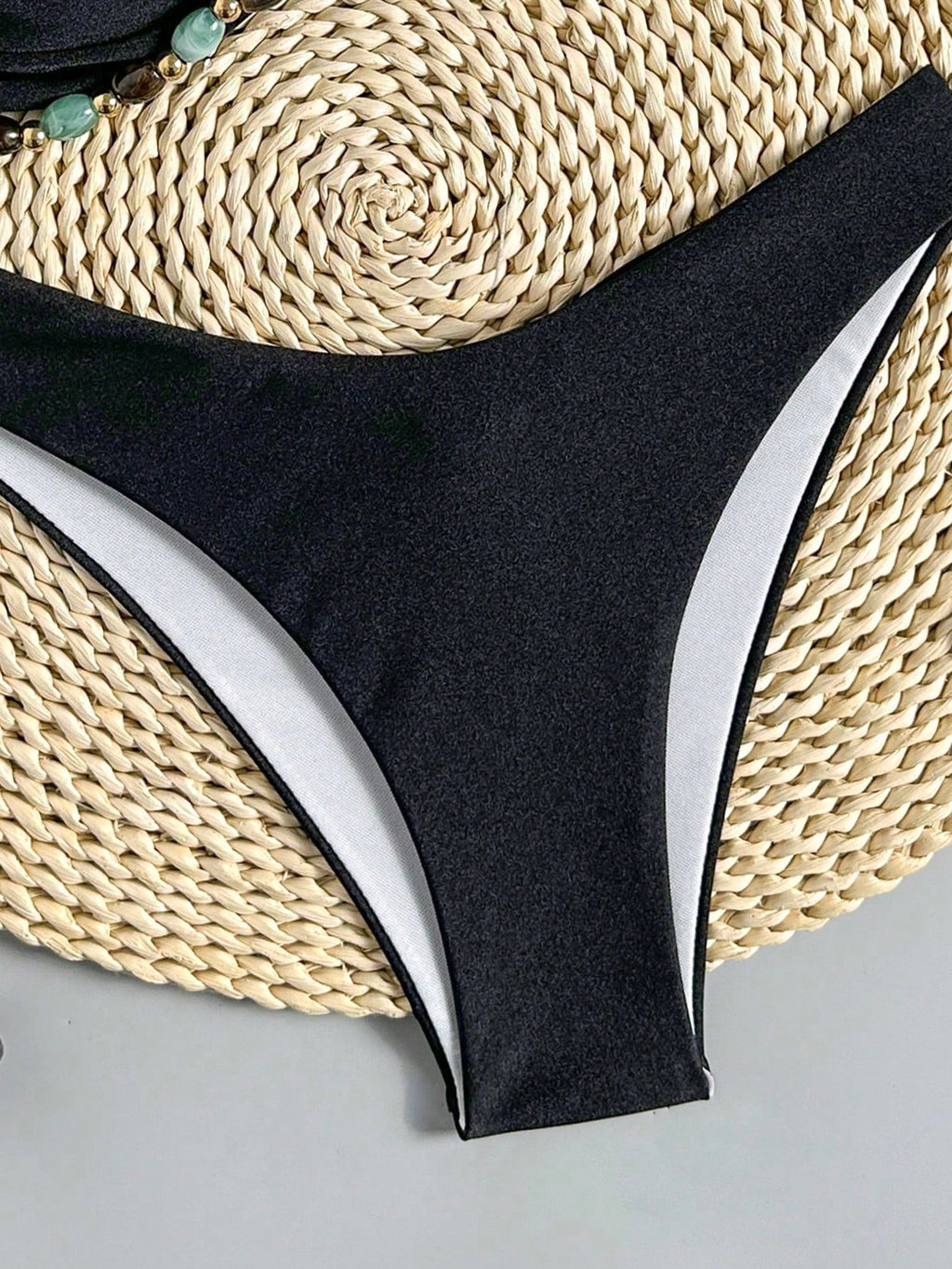 Swim Chiccia Swim Chic Women's Solid Color Beaded Tie Strap Swimwear