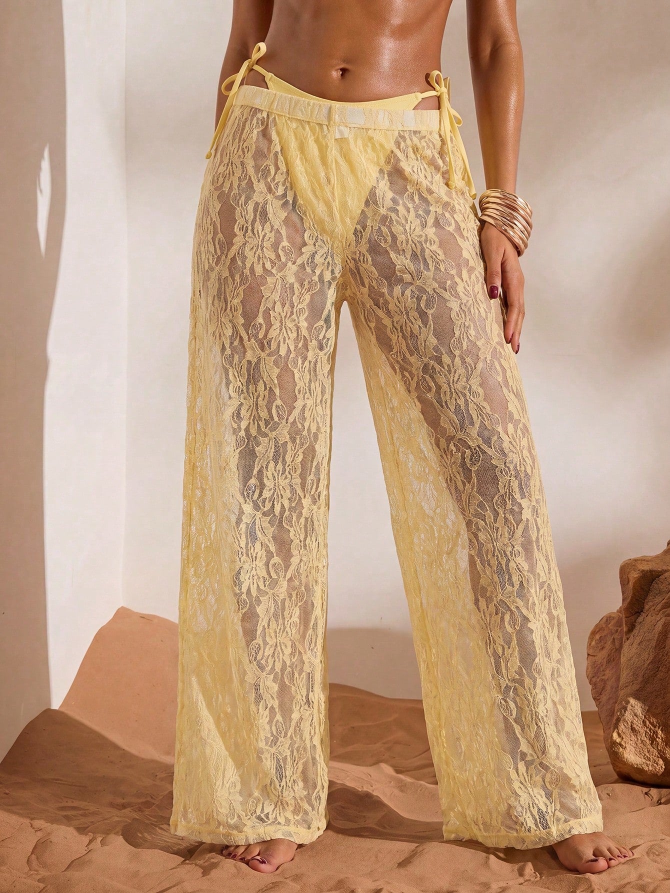 Opulessa Women's Beach Vacation Casual Lace Coverup & Pants Set Cover Ups For Swimwear - image 11