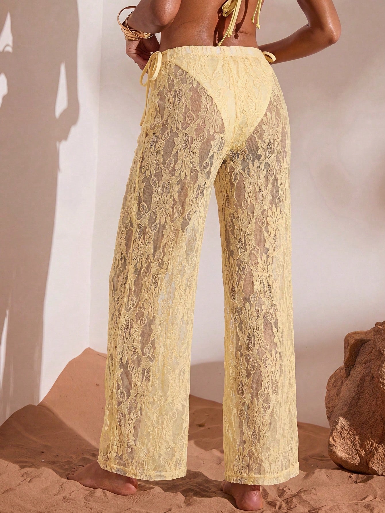 Opulessa Women's Beach Vacation Casual Lace Coverup & Pants Set Cover Ups For Swimwear - image 12