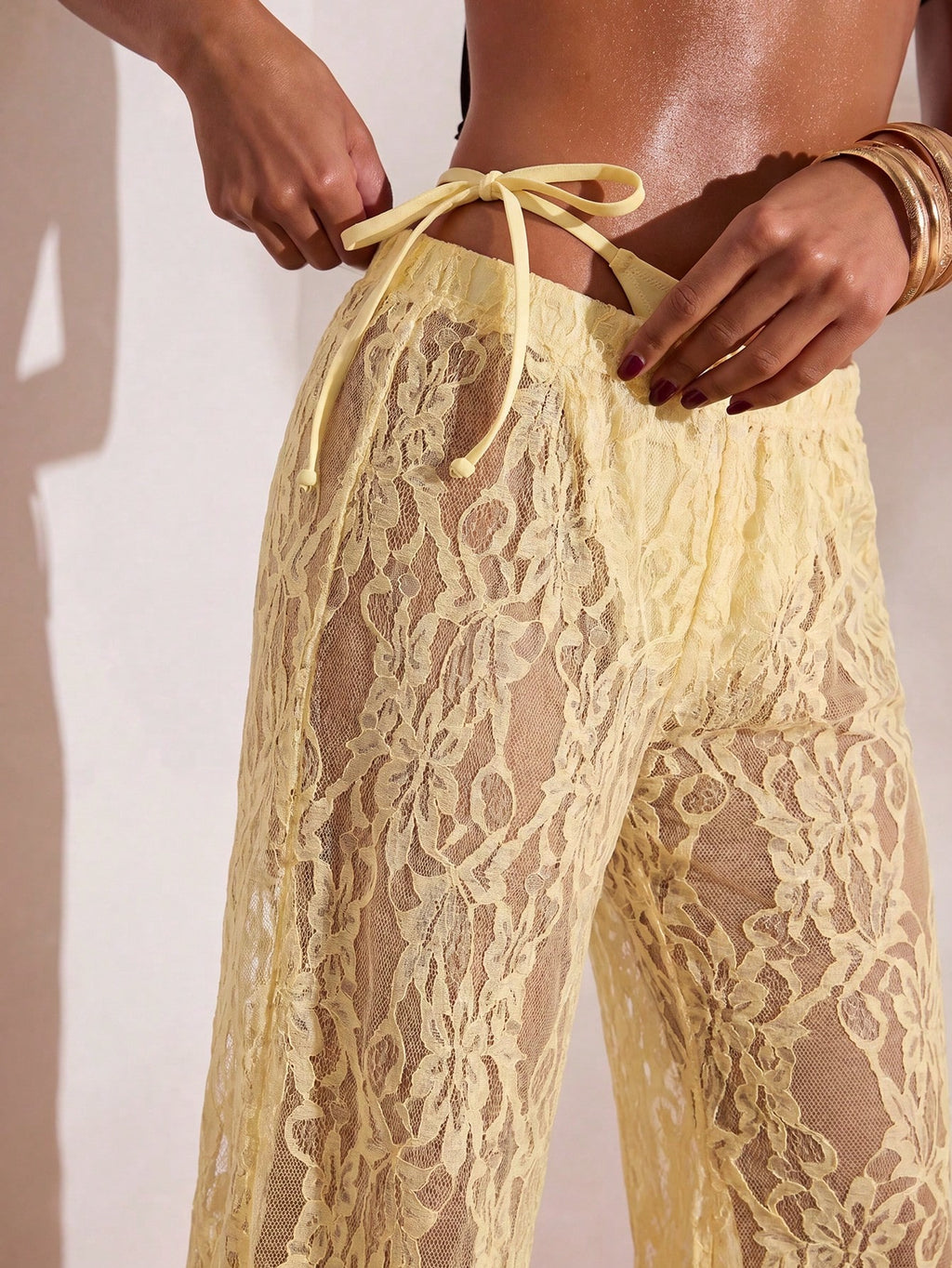 Opulessa Women's Beach Vacation Casual Lace Coverup & Pants Set Cover Ups For Swimwear - image 15